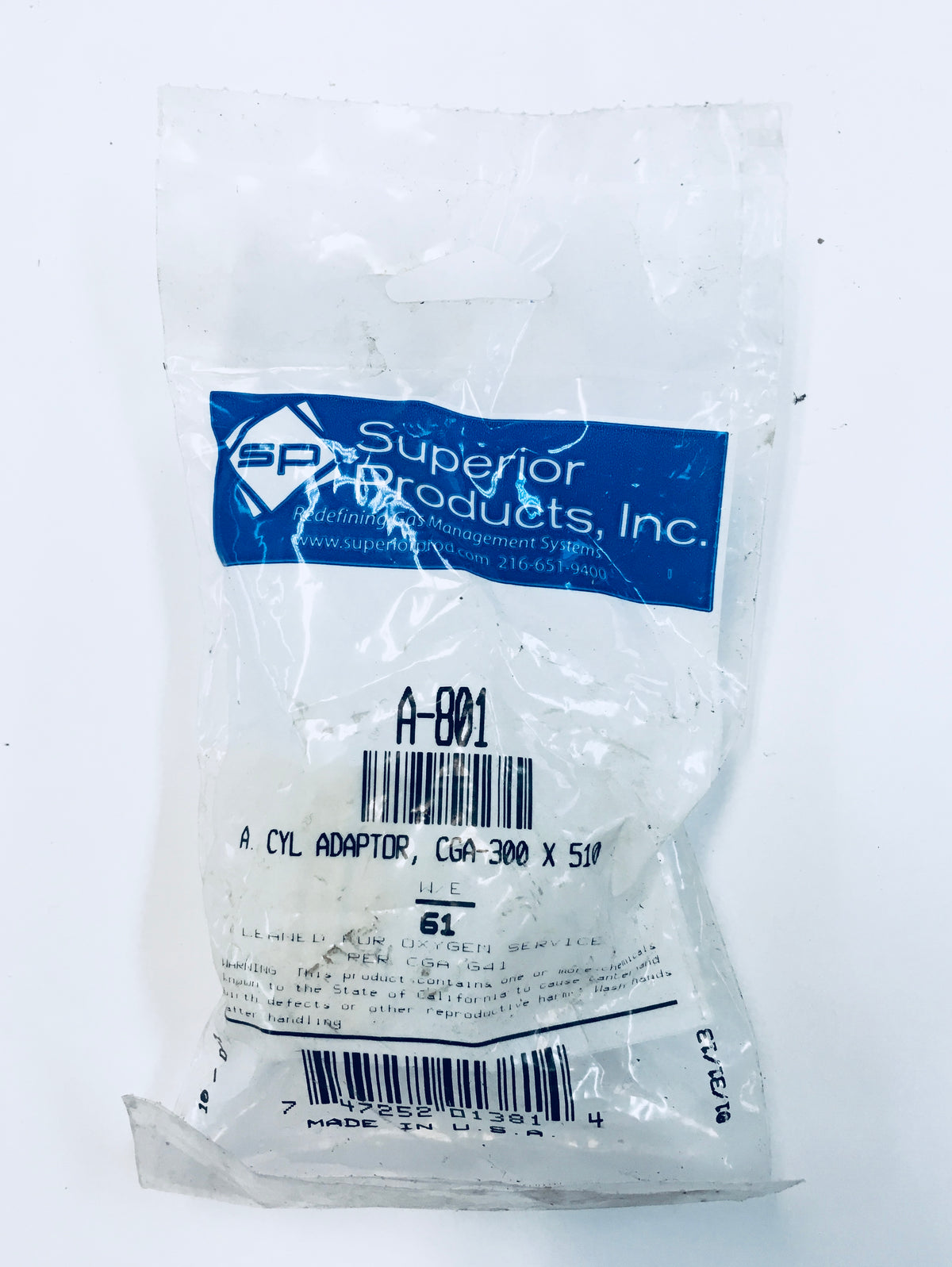 Superior Products A-801 A Cyl Adaptor CGA-300