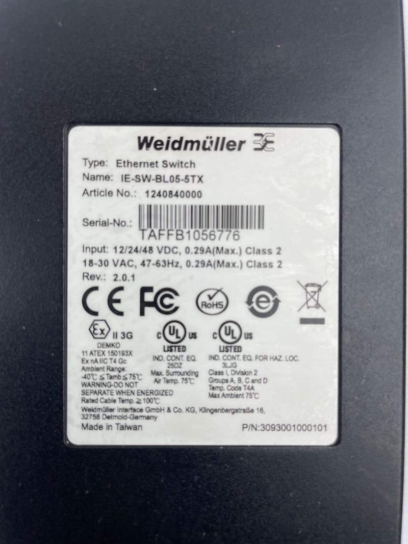 Weidmuller Ethernet Switch IE-SW-BL05-5TX IESWBL055TX 1240840000