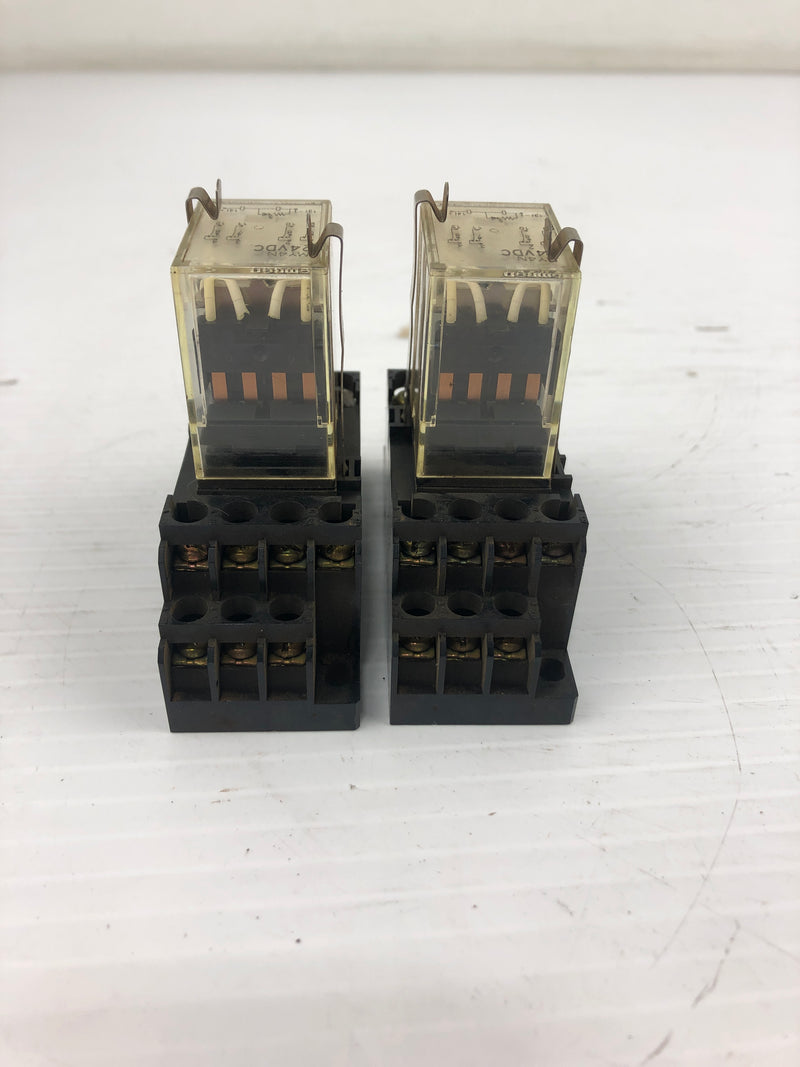 Omron MY4N Relay 24VDC with Base 2592W1 - Lot of 2