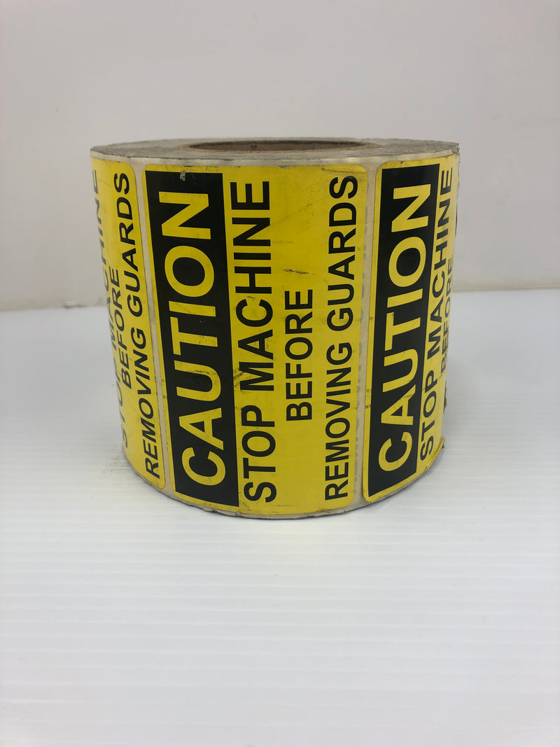 Brady Caution Stickers "Stop Machine Before Removing Guards" Yellow 3-1/2" x 5"