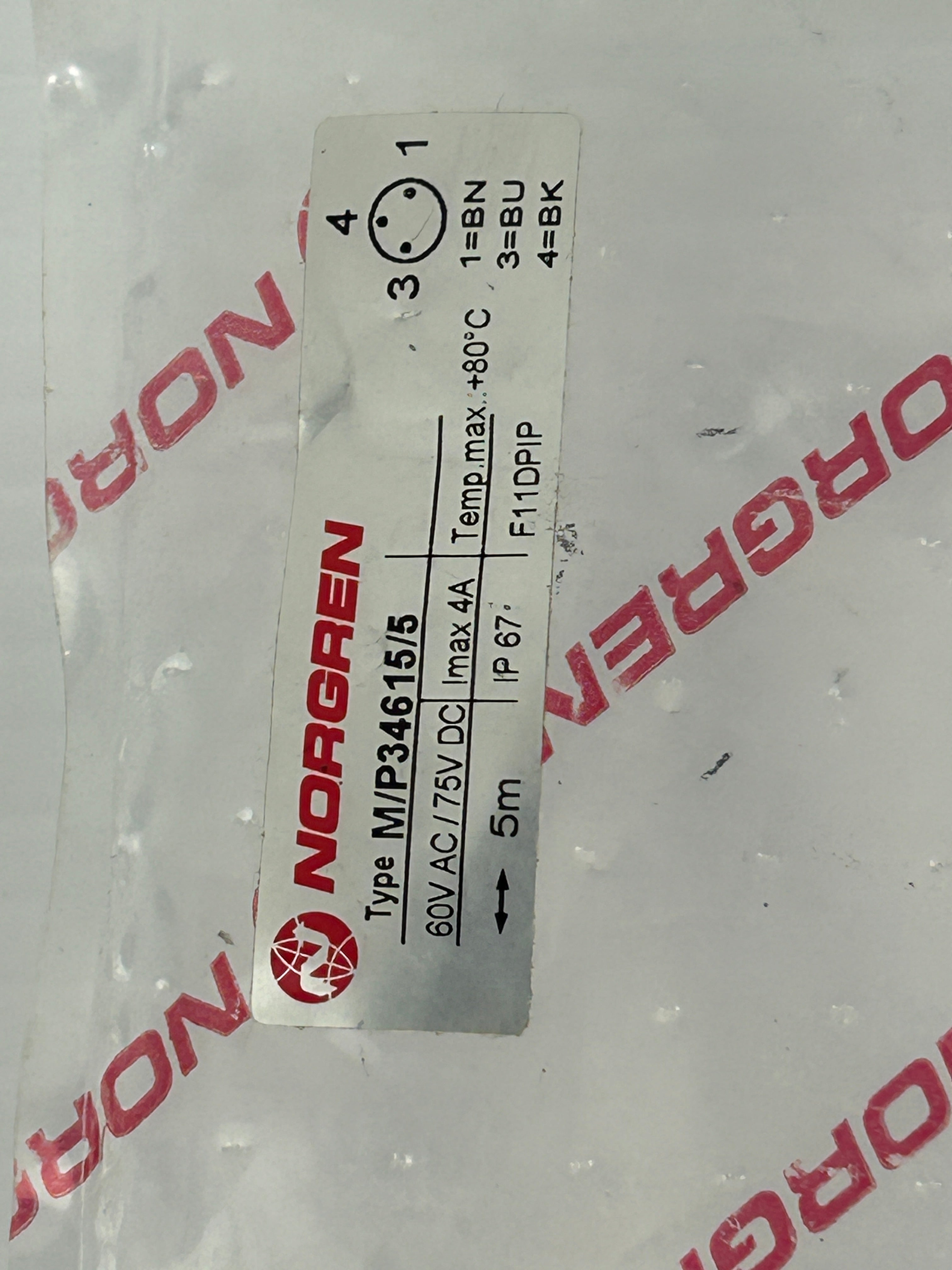 Norgren M/P34615/5 Magnetic Switch Cable Assembly for Cylinder 5m 90 Degree