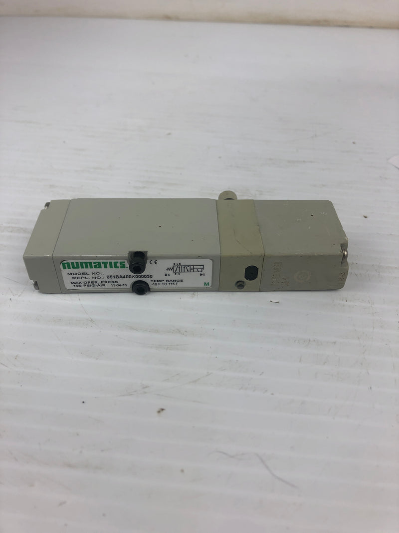 Numatics 051BA400K000030 Solenoid Valve 120 PSIG