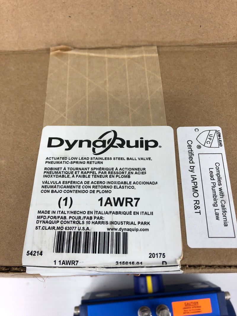 DynaQuip 1AWR7 Pneumatic Actuator Ball Valve 315615.01