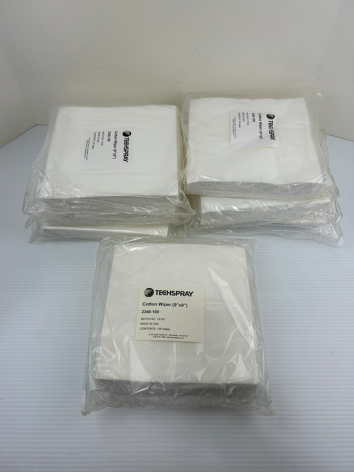 Techspray 2340-100 Cotton Wiper (9" x 9") 100 Wipes Per Pack - Lot of 7 Packs