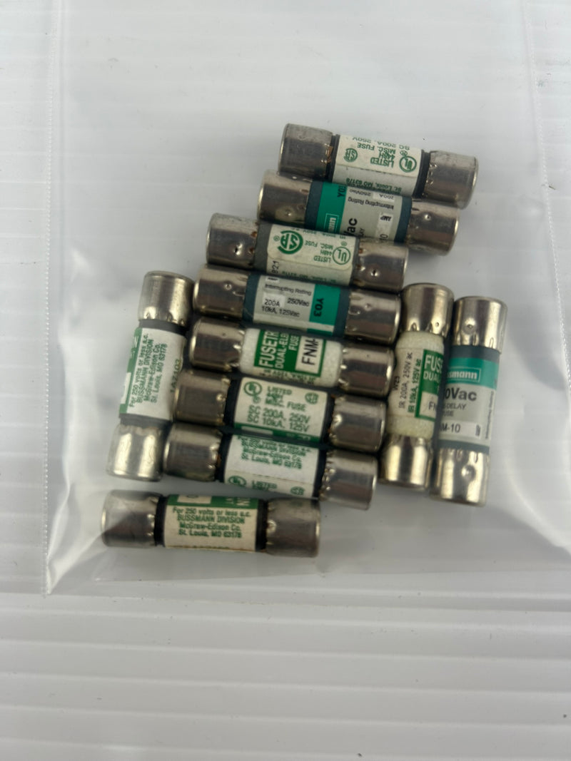 Bussmann FNM-10 Time Delay Fuse 250VAC - Lot of 11