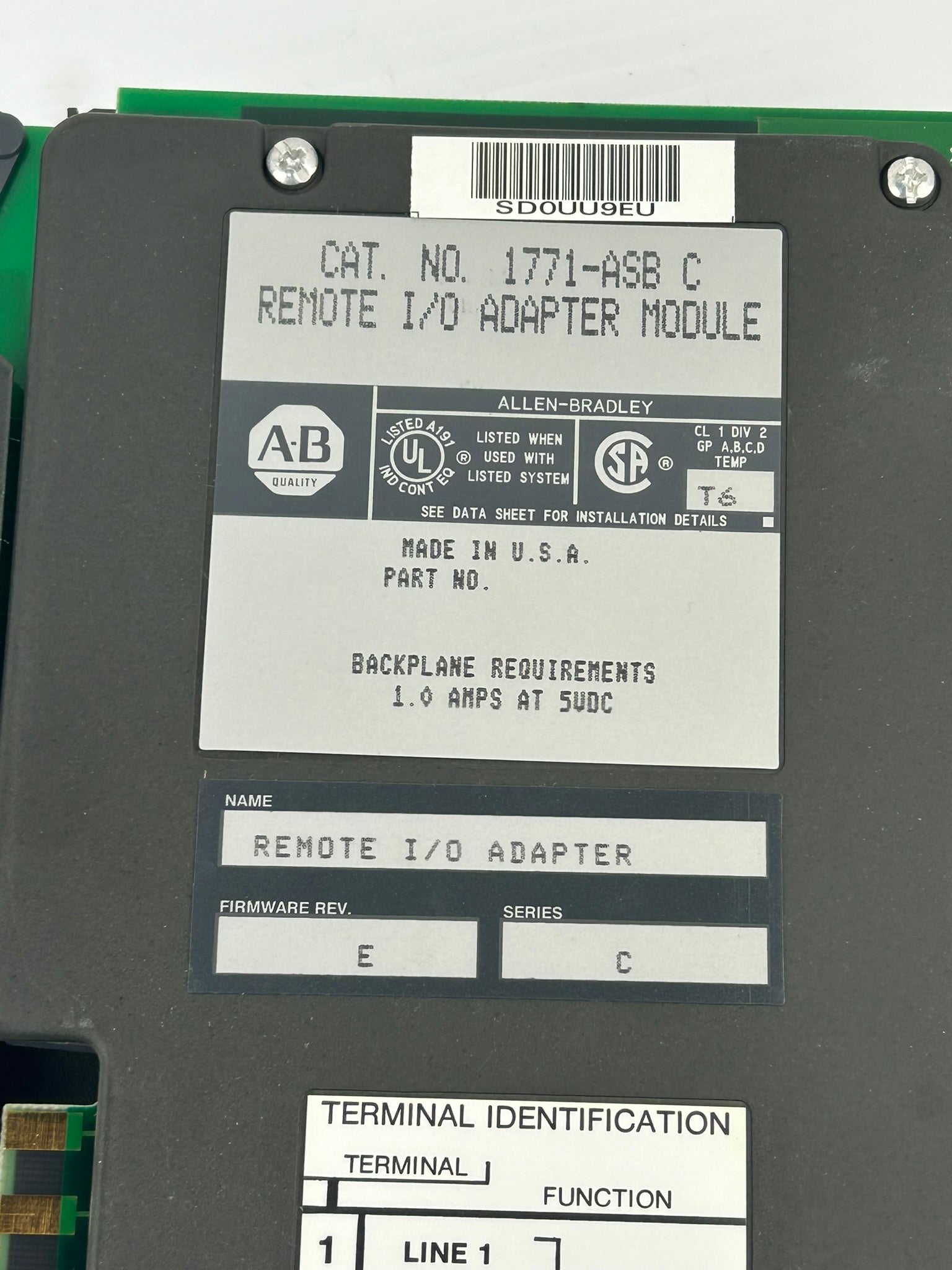 Allen-Bradley 1771-ASB Remote I/O Adapter Module Series C Rev E