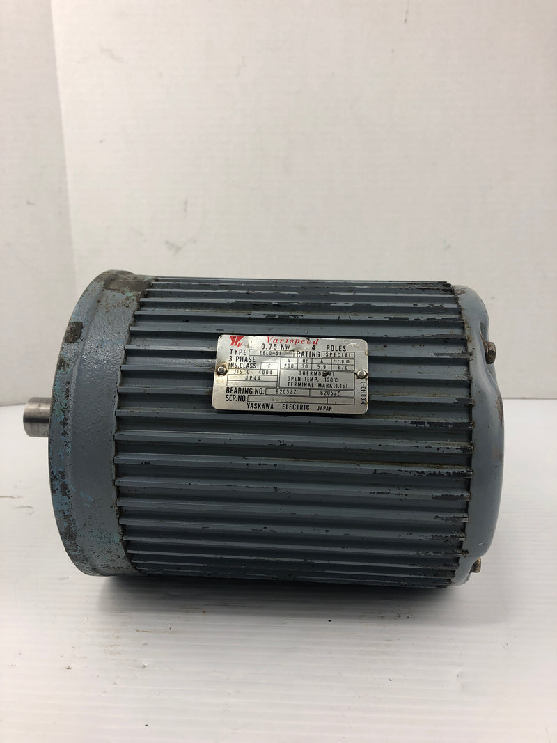 Yaskawa Electric EELQ-51 Varispeed Motor 0.75kW 870 RPM 3PH 4P