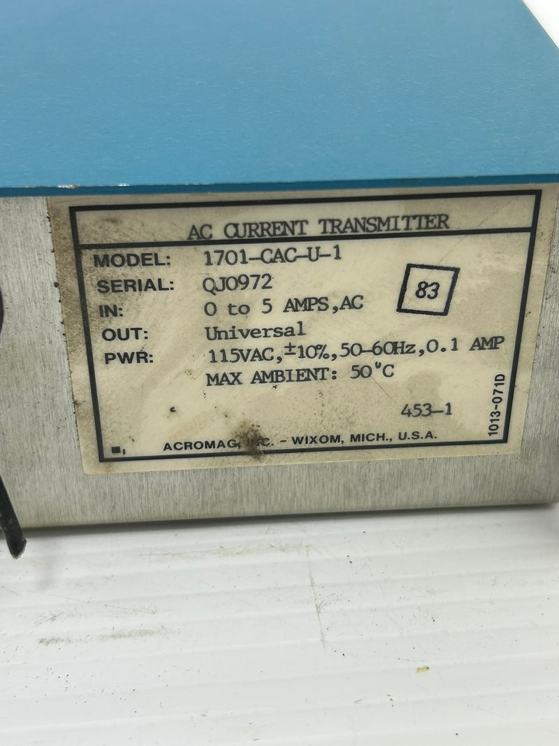 Acromag INC 1701-CAC-U-1 AC Current Transmitter 0-5 Amps