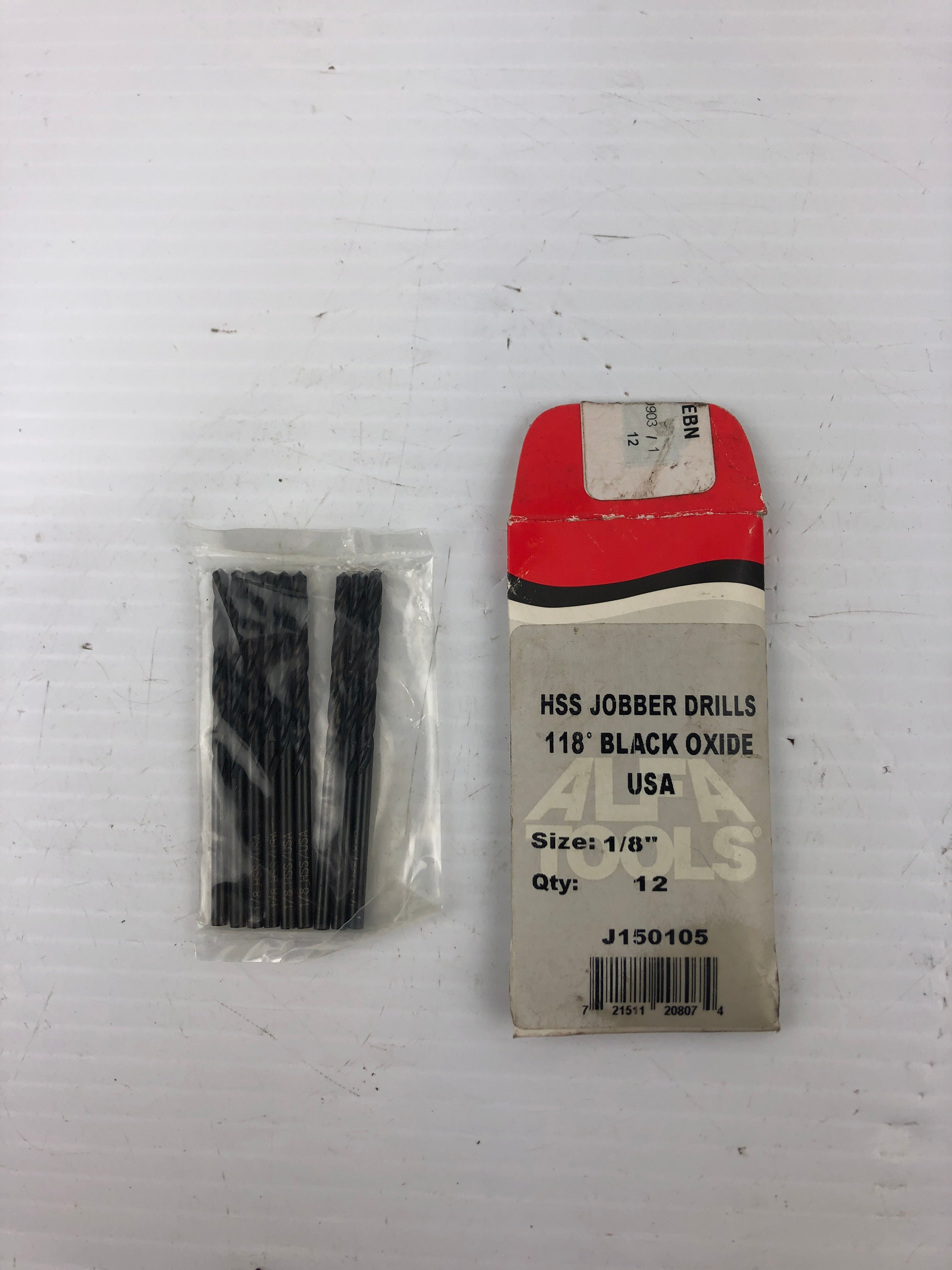 Alfa Tools J150105 1/8" HSS Jobber Drill Bit Black Oxide - Pack of 9