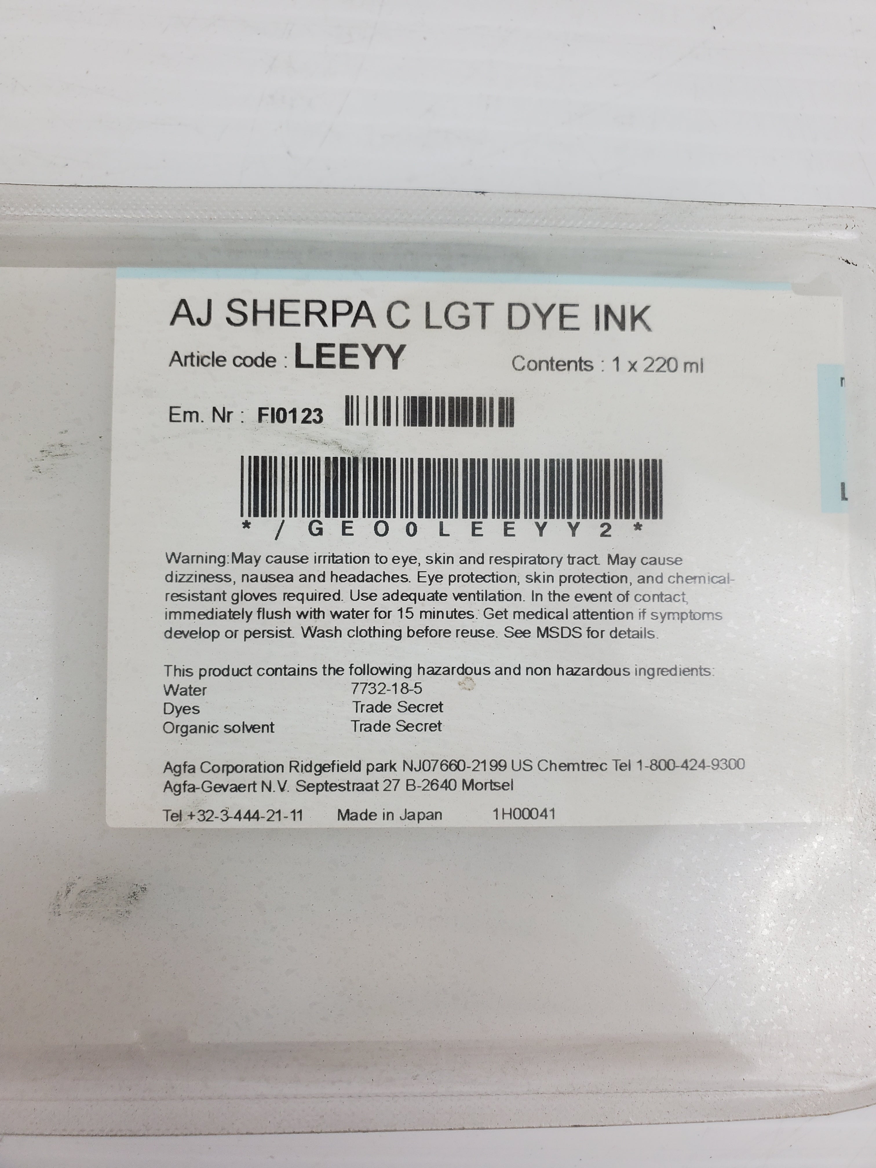 AJ Sherpa C Dye Ink LEEYY Light Cyan - New Sealed