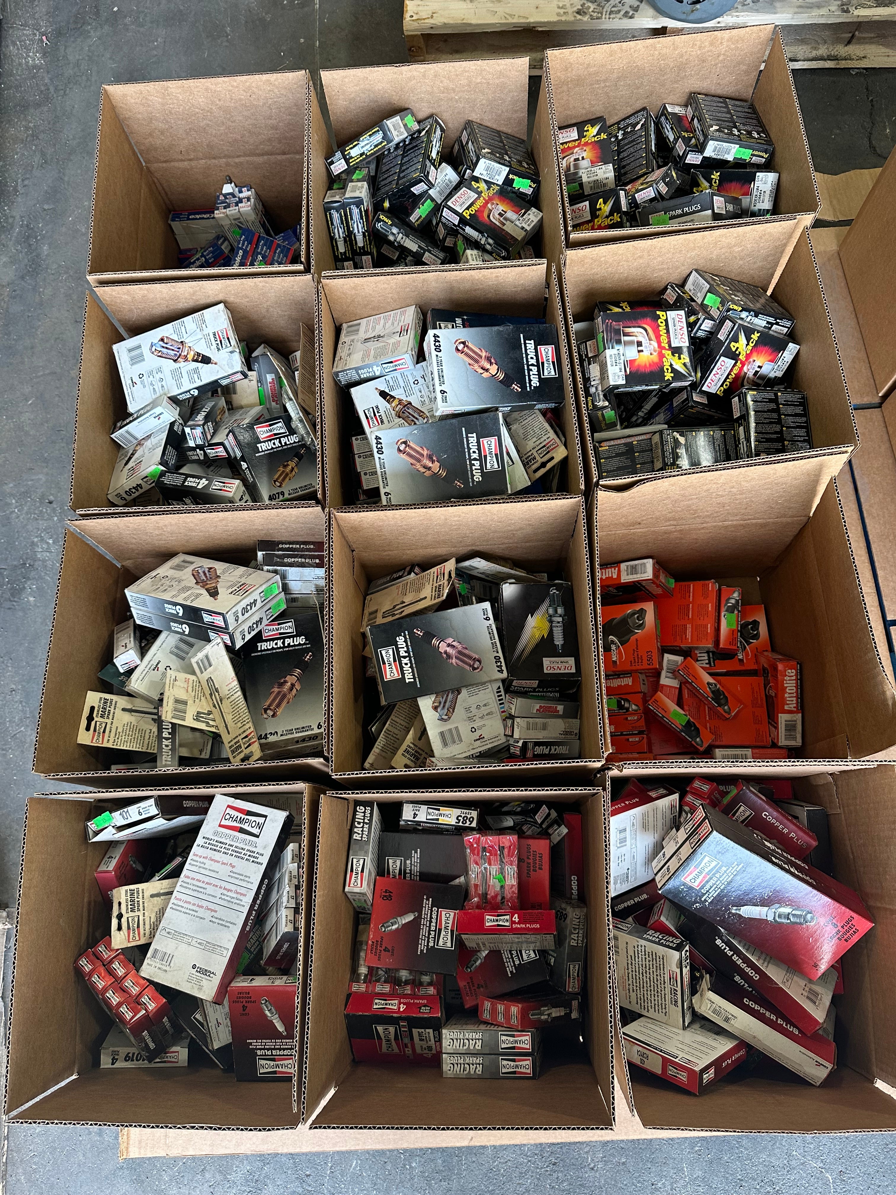 Huge Lot of Automotive Spark Plugs Champion, AC Delco, Autolite, Denso