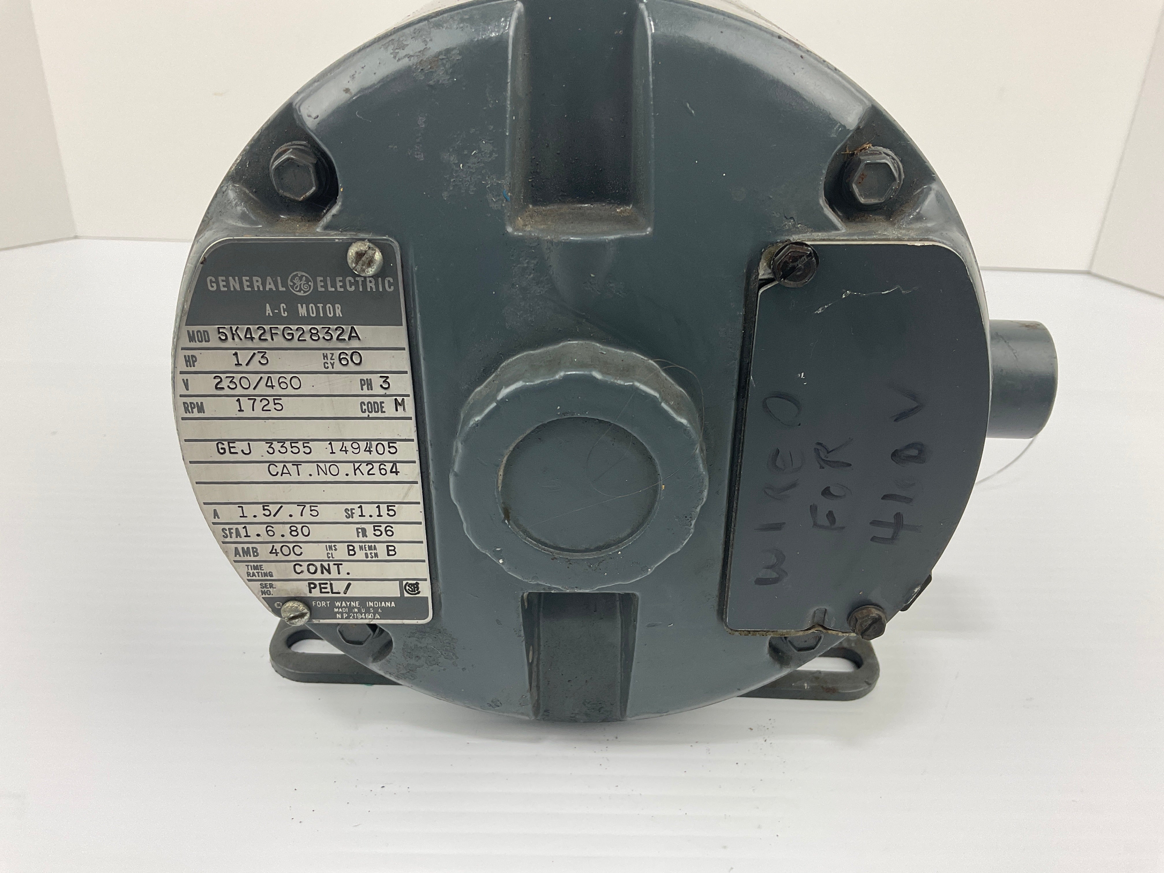 GE 5K42FG2832A AC Motor 1/3 HP 60 HZ 1725 RPM Cat. No. K264
