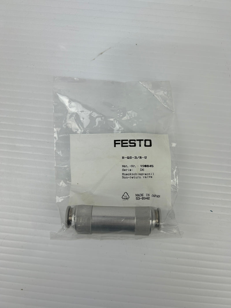 Festo H-QS-3/8-U Non-Return Valve 190845