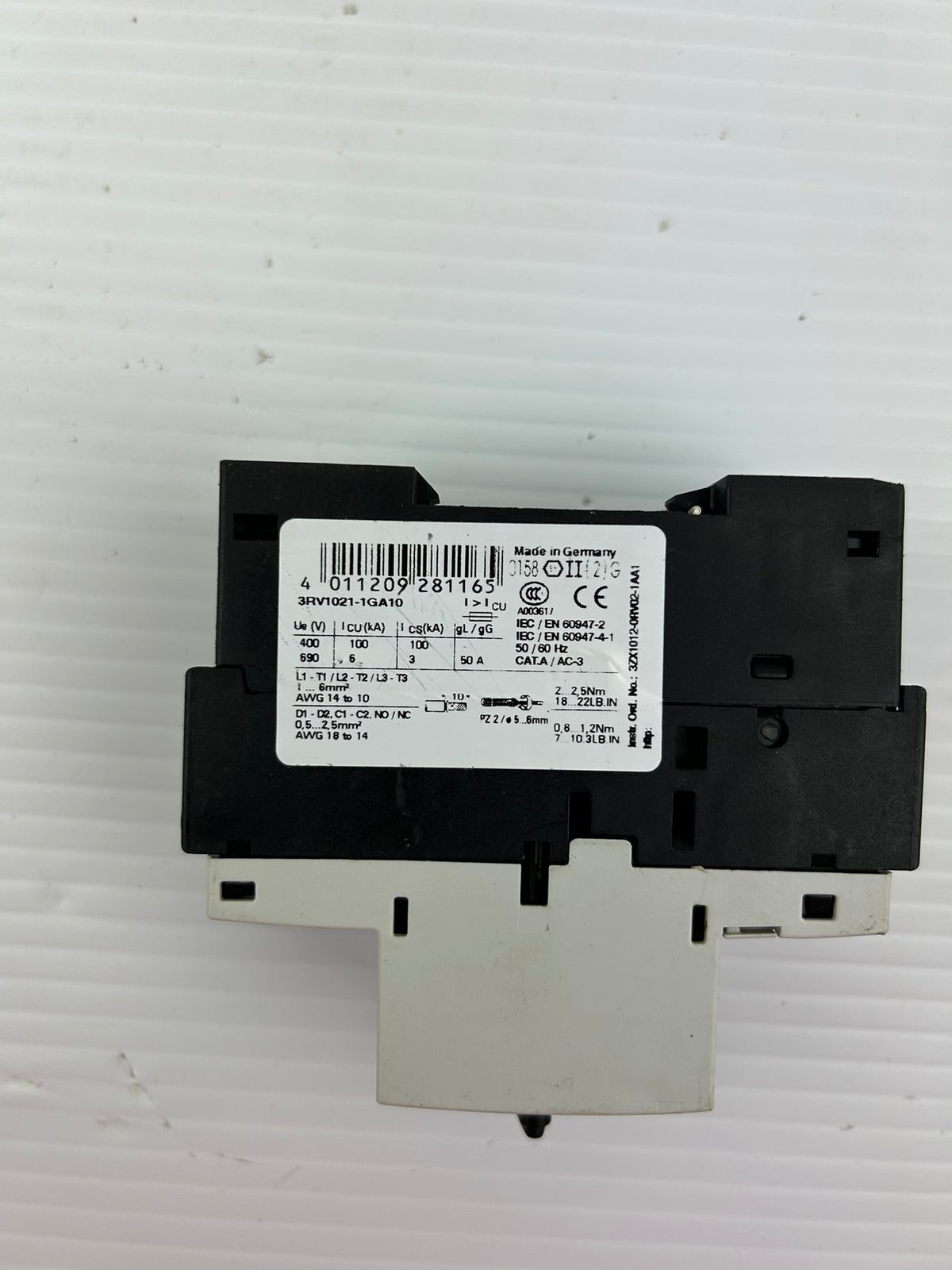 Siemens SIRIUS 3RV1021-1GA10 Motor Starter Protector 4.5-6.3A Class 10