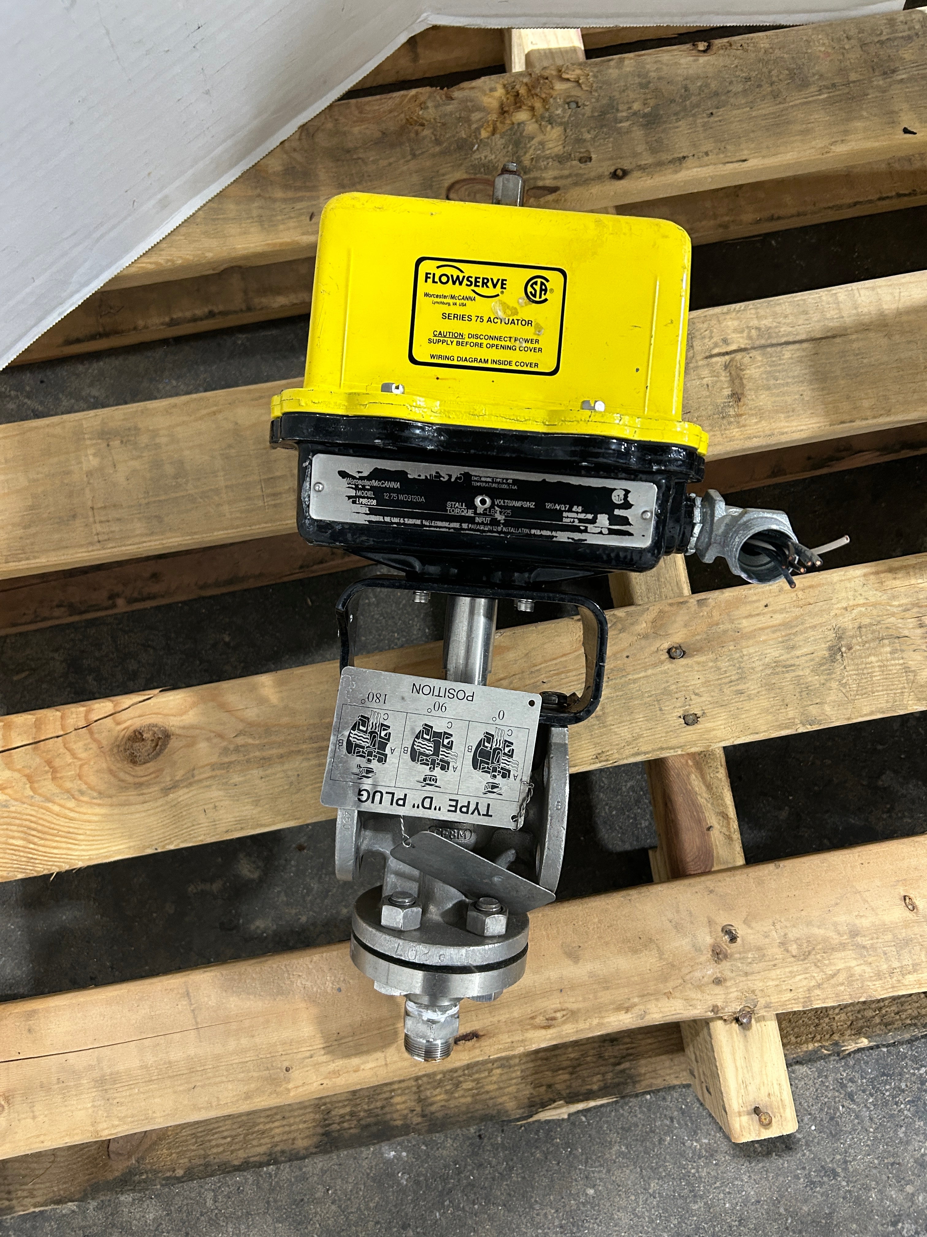 Worcester McCanna Series 75 Actuator 12 75 WD3120A 225 in.-lbs. Xomox 037D Valve