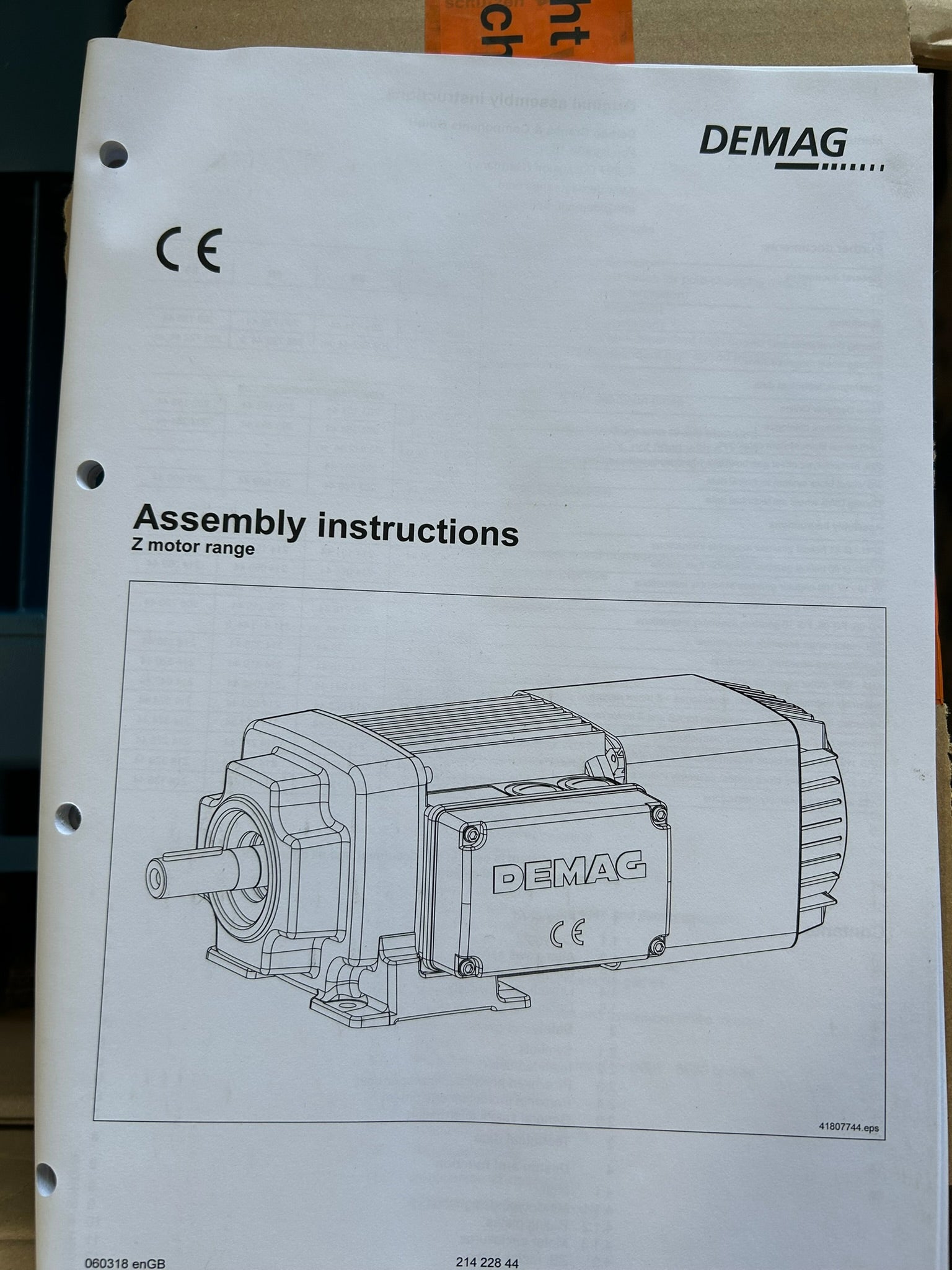 DEMAG ZBF 90 B 8/2 IM H 480V 60Hz Two-Speed Brake Motor Crane Hoist 16010084