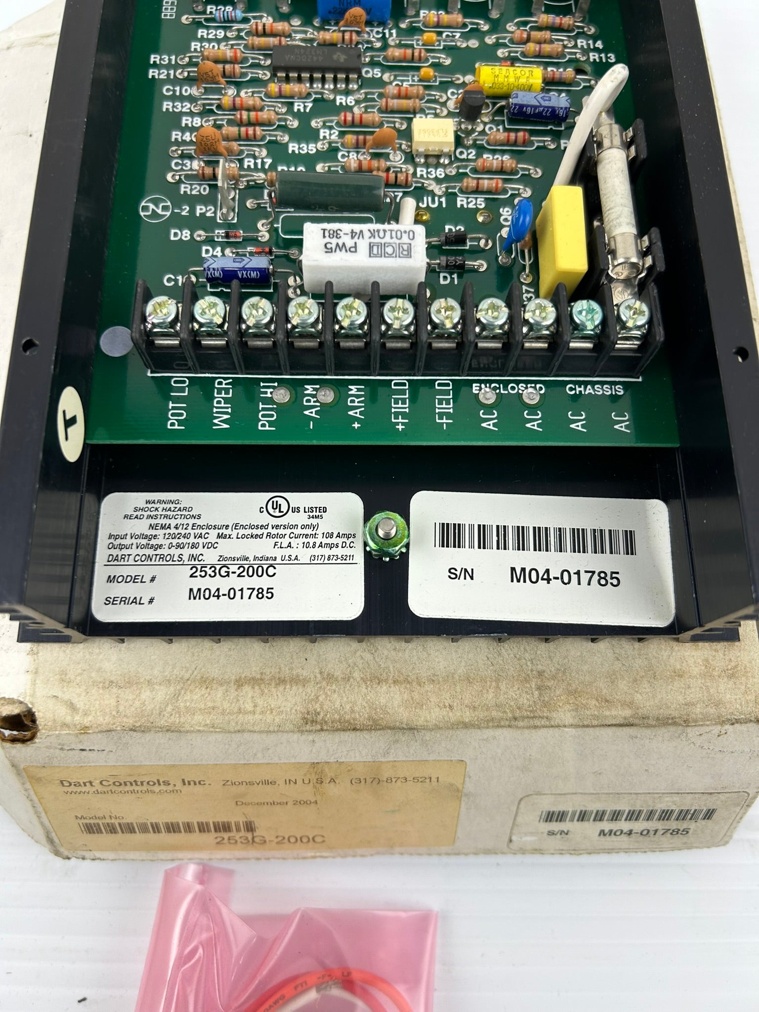 Dart Controls 253G-200C DC Motor Speed Controller Drive 90/180VDC 120/240VAC