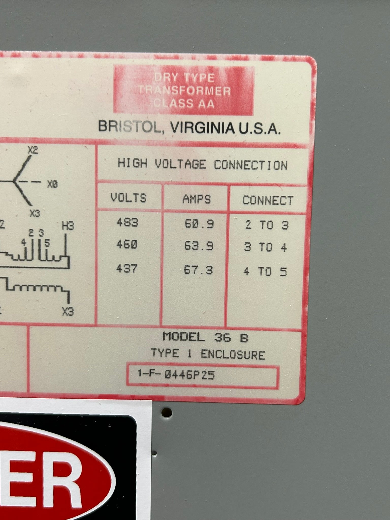 Federal Pacific FH51CEMD Dry Type Transformer 36B 51kVA 3PH 460V 128A Type 1