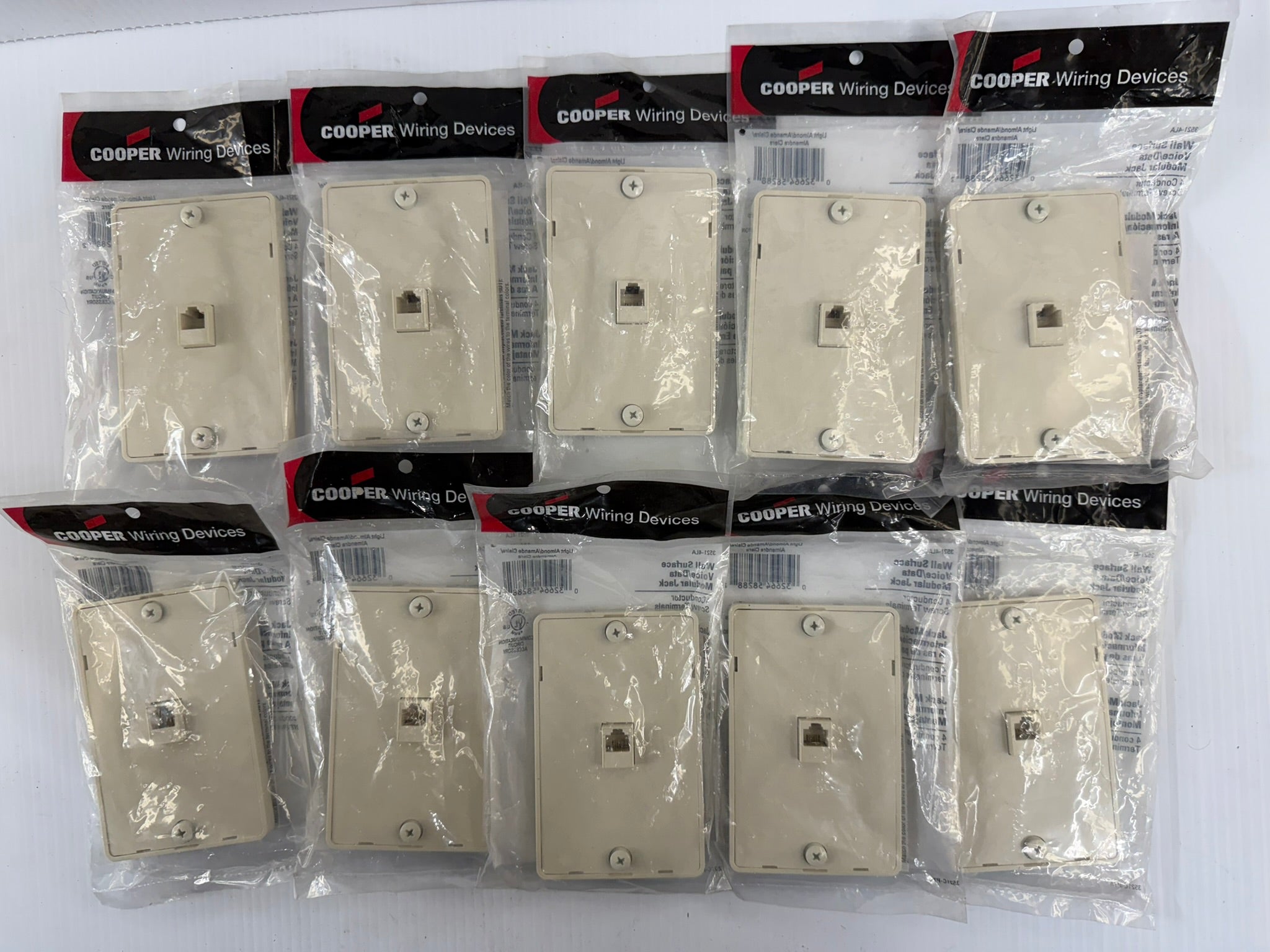 Cooper Wiring Wall Surface Voice/Data Modular Jack 3521-4LA Lot of 10