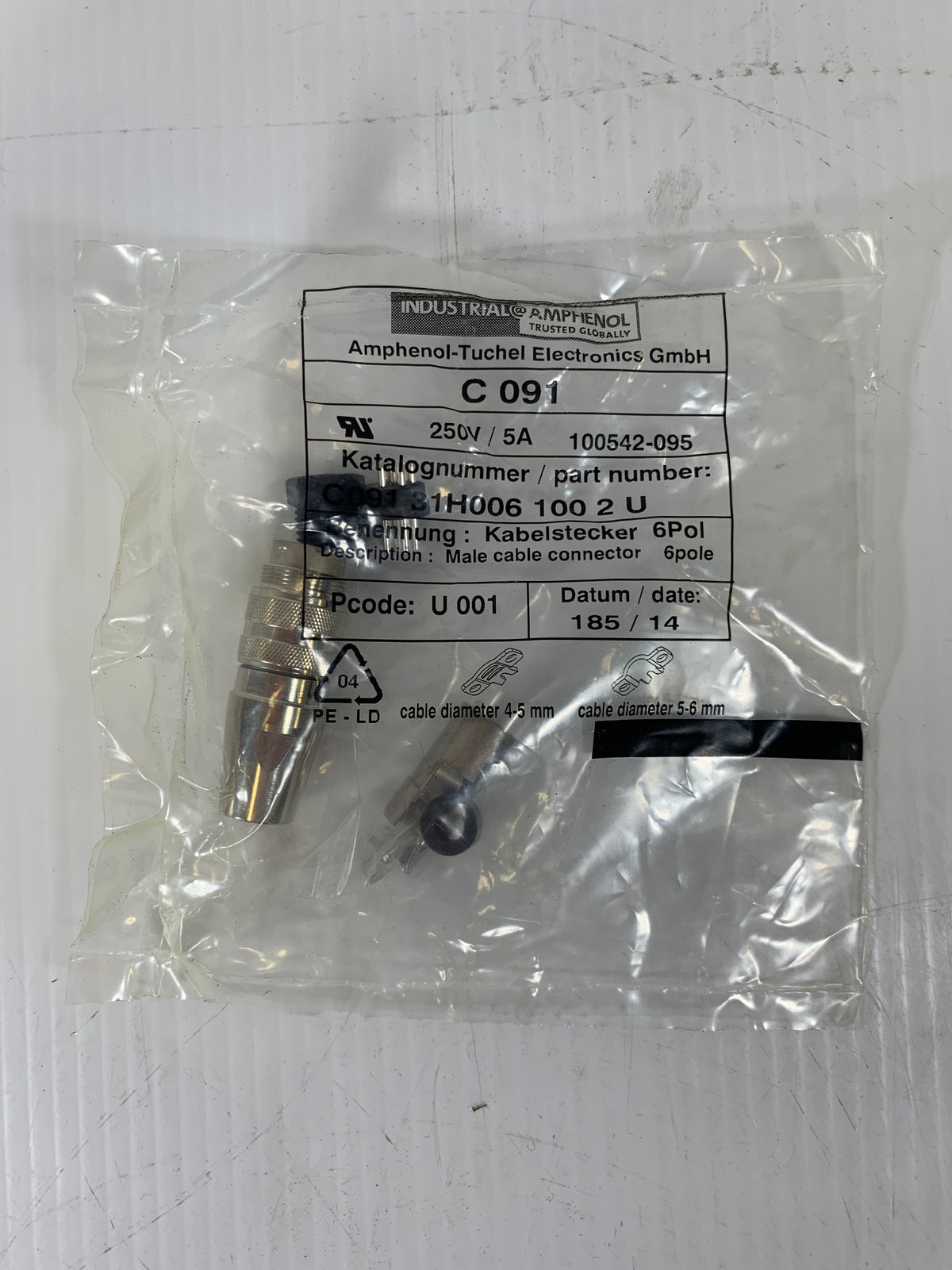 Amphenol-Tuchel Electronics Cable Connectors C091 250 V 5 Amp - Lot of 3