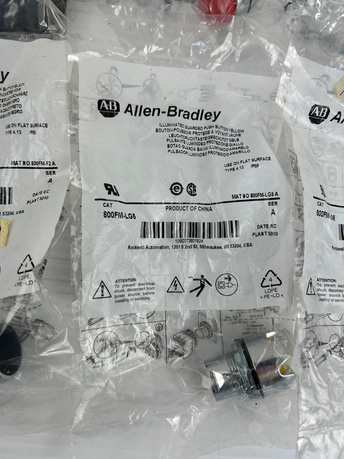 Allen Bradley Push Button NEW Lot of 8 800FM-LG5 800F-PQ5W 800FM-F2 800F-PQ11
