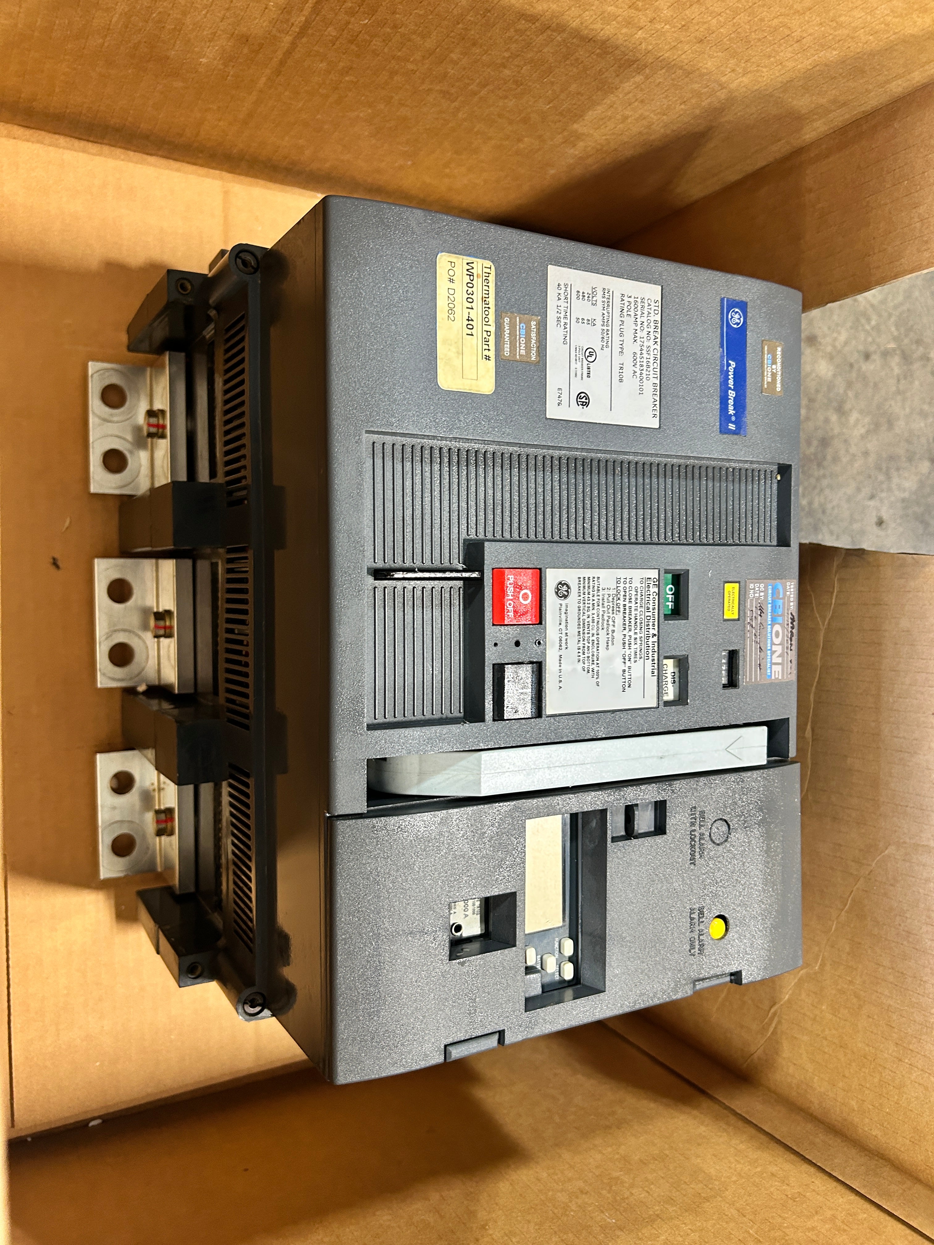 GE Power Break II SSF16B210 Circuit Breaker 1600A 600VAC 3 Pole TR10B