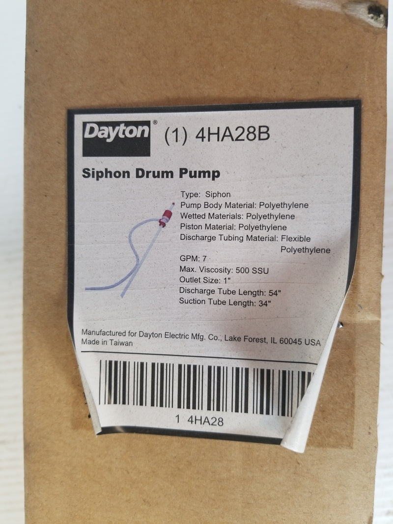 Dayton 4HA28B Siphon Drum Pump 7GPM