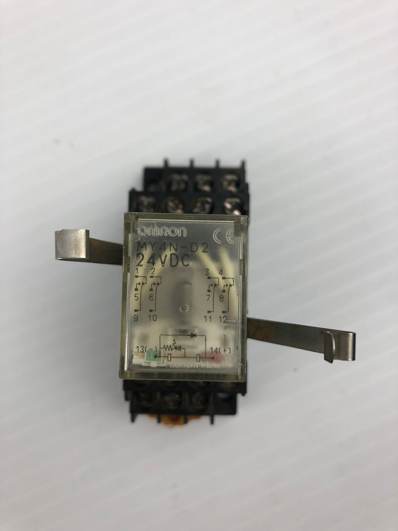 Omron MY4N-D2 Relay 24VDC with 0568C Base 250VAC 5A