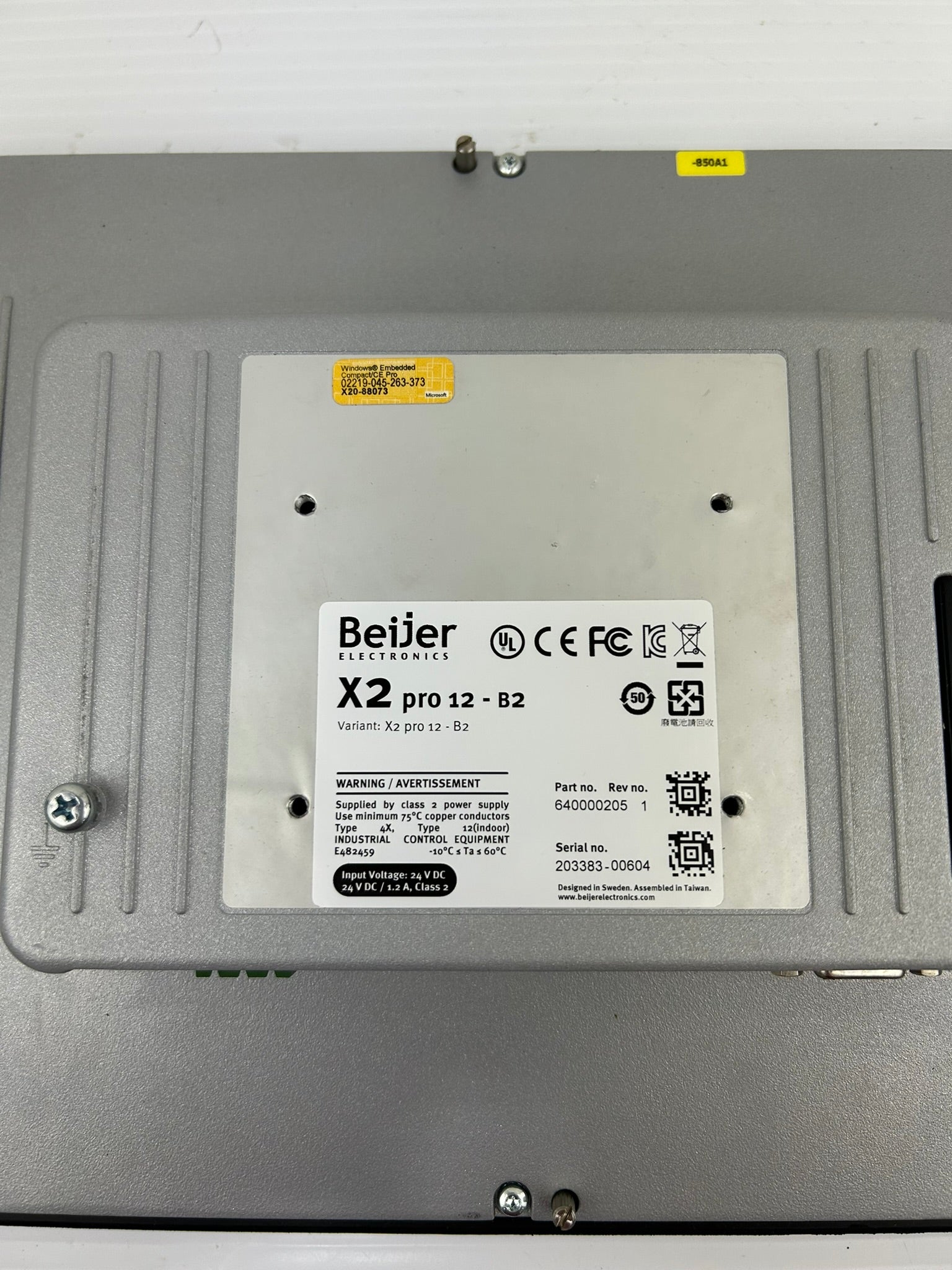 Beijer X2 Pro 12-B2 12" Industrial HMI Touchscreen Panel 640000205