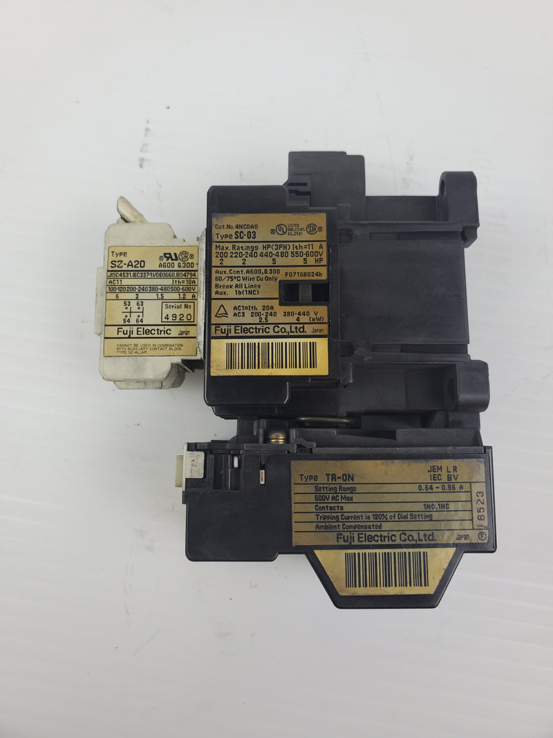 Fuji Electric 4NC0A0/SC-03 Contactor With SZ-A20 and TR-0N Connected