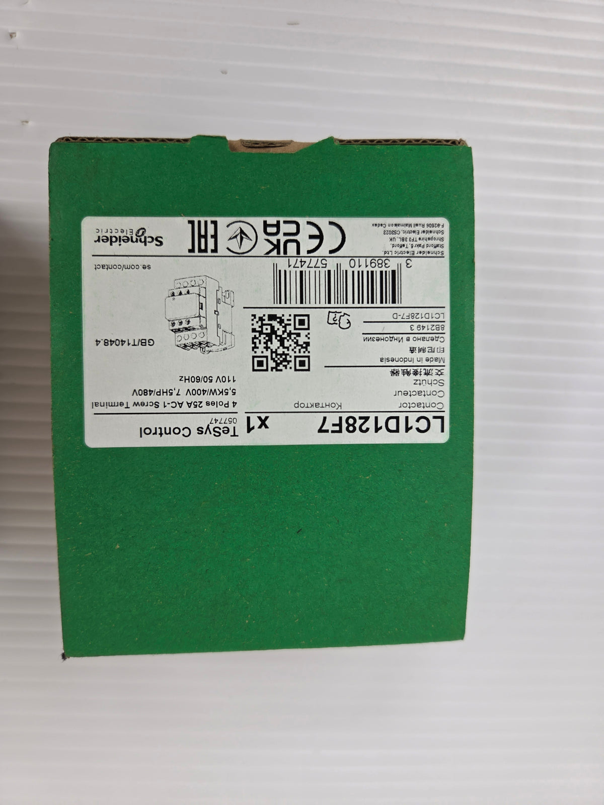 Schneider LC1D128F7 TeSys D Control Contactors 25A 4P 110VAC 2NO 2NC - Lot of 2