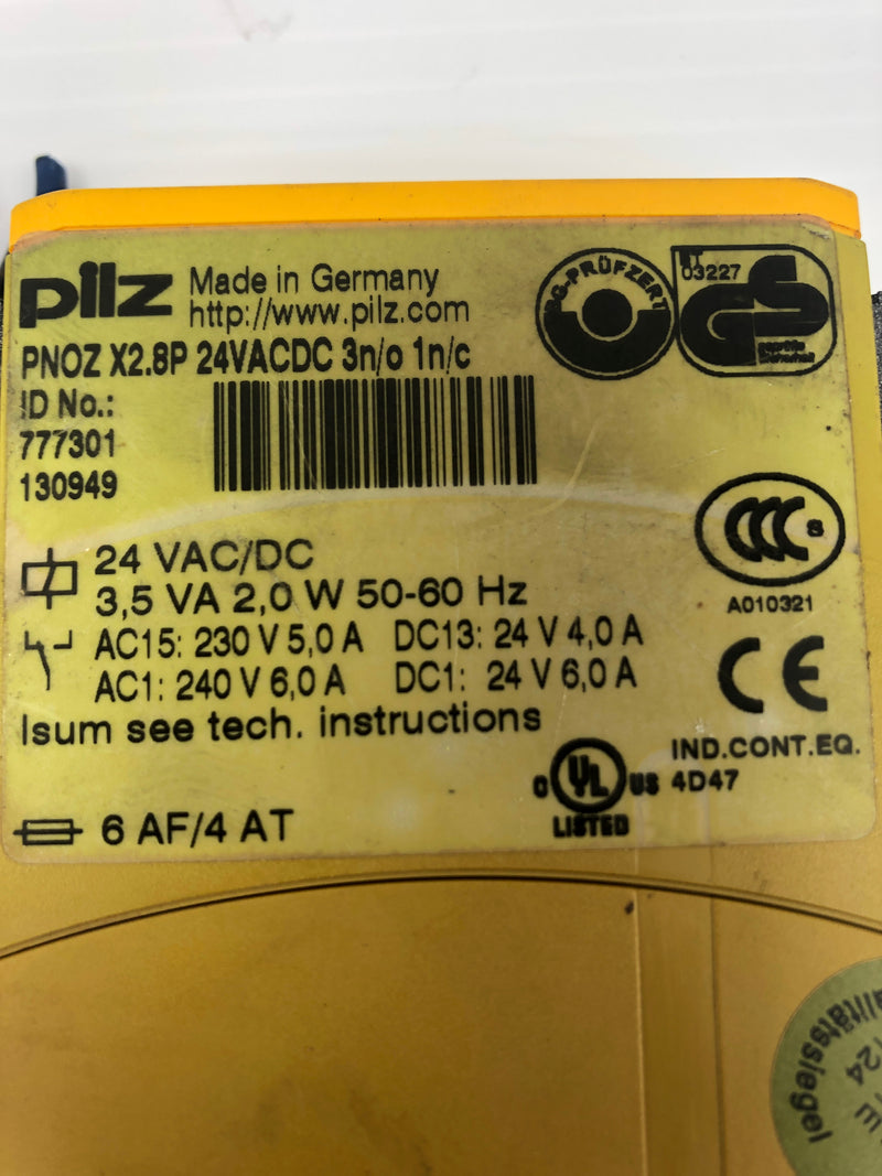 Pilz PNOZ X2.8P Safety Relay 24 VAC/DC 2,0 W 50-60 Hz