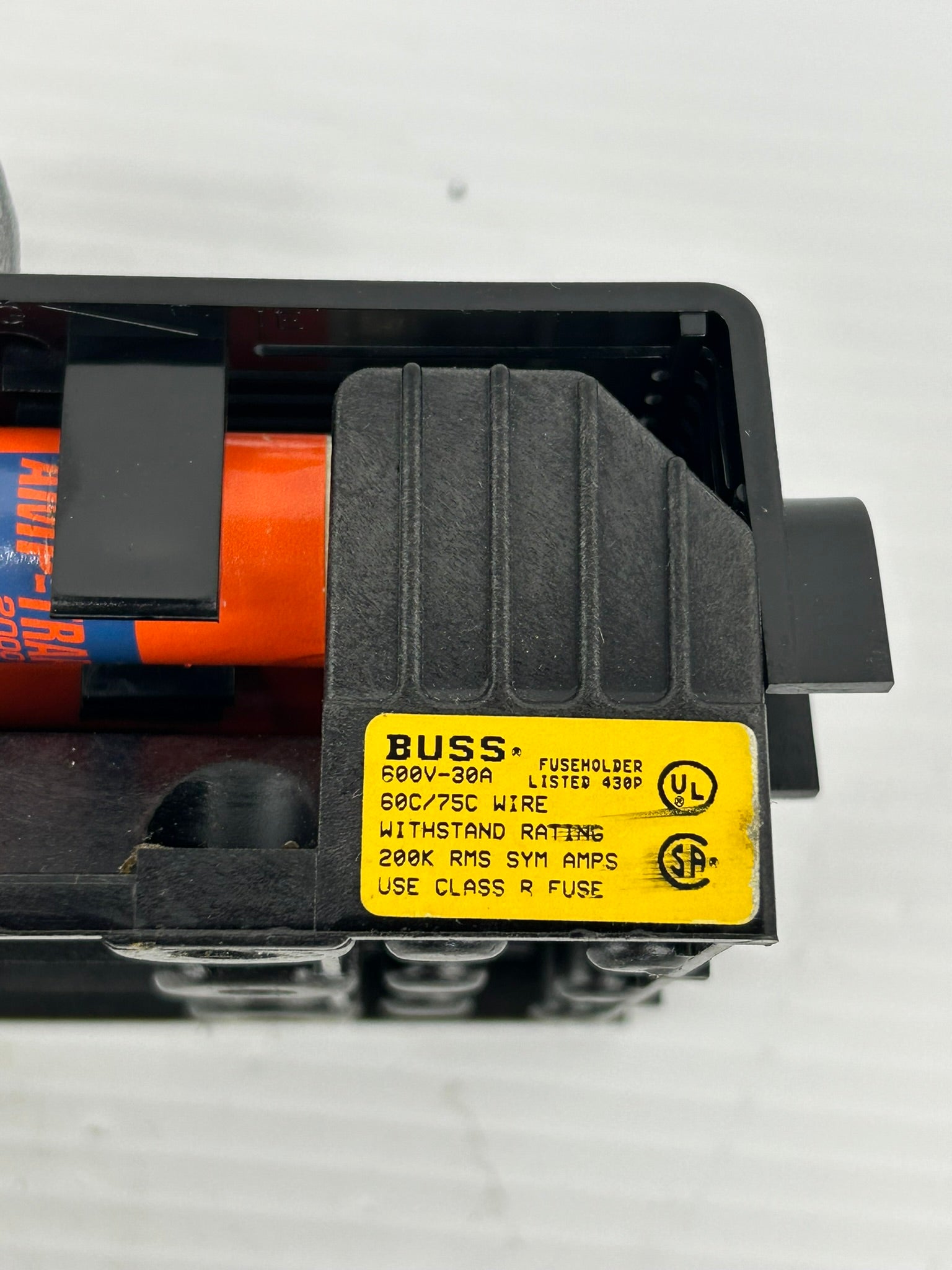 Bussmann Sami R60030-3PR Fuse Holder Block 600V 30A with 3 Amp Trap 2000 Fuses
