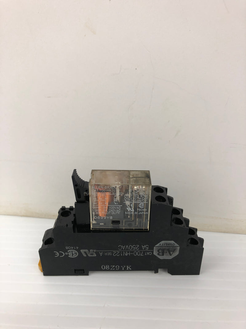 Allen-Bradley 700-HK32A1 Relay Ser. A With 700-HN122 Base 250VAC 5A - Lot of 2