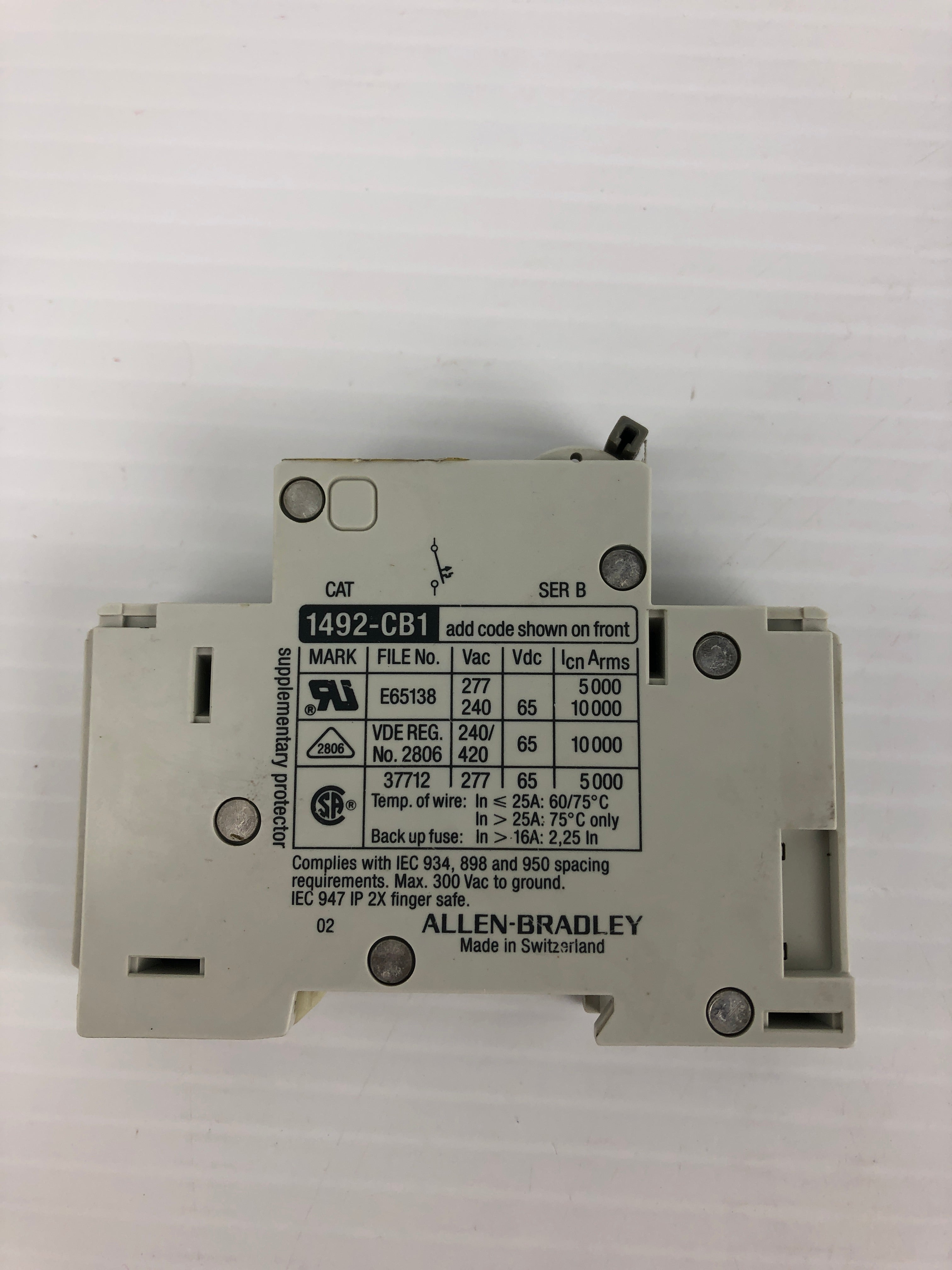Allen Bradley G100 Circuit Breaker 1492-CB1 Series B 10A 1P