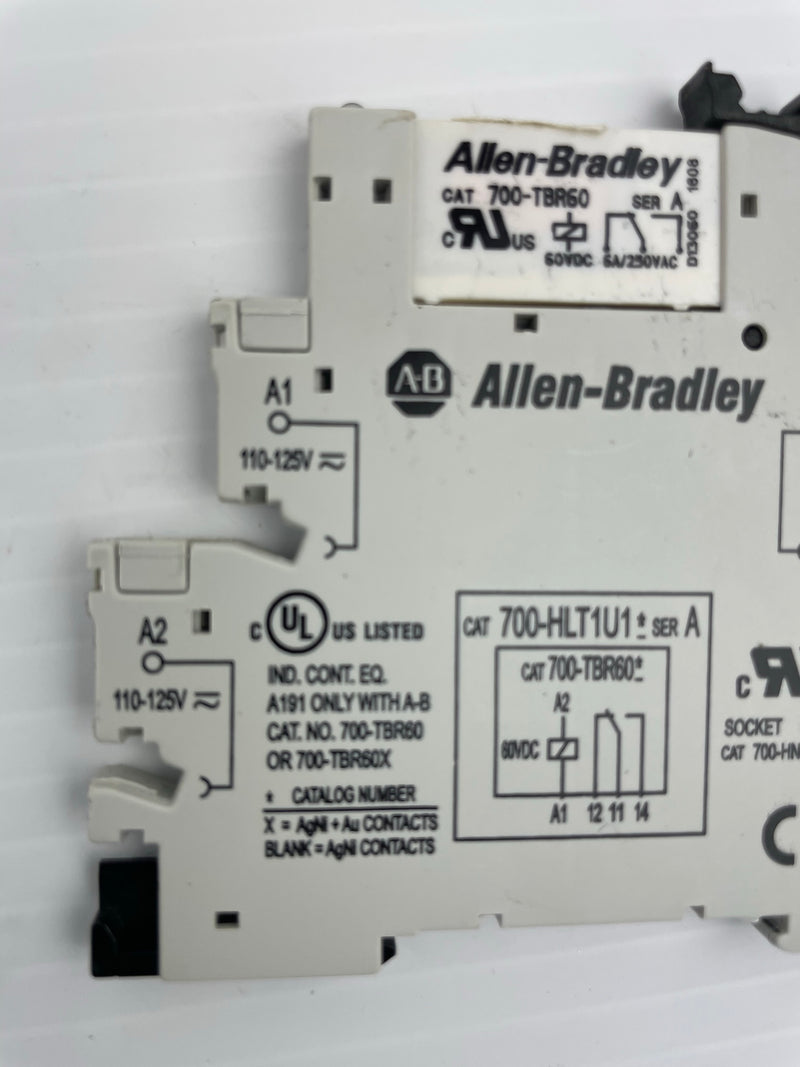 Allen-Bradley 700-HLT1U1 Series A Relay with 700-TBR60 Terminal Block