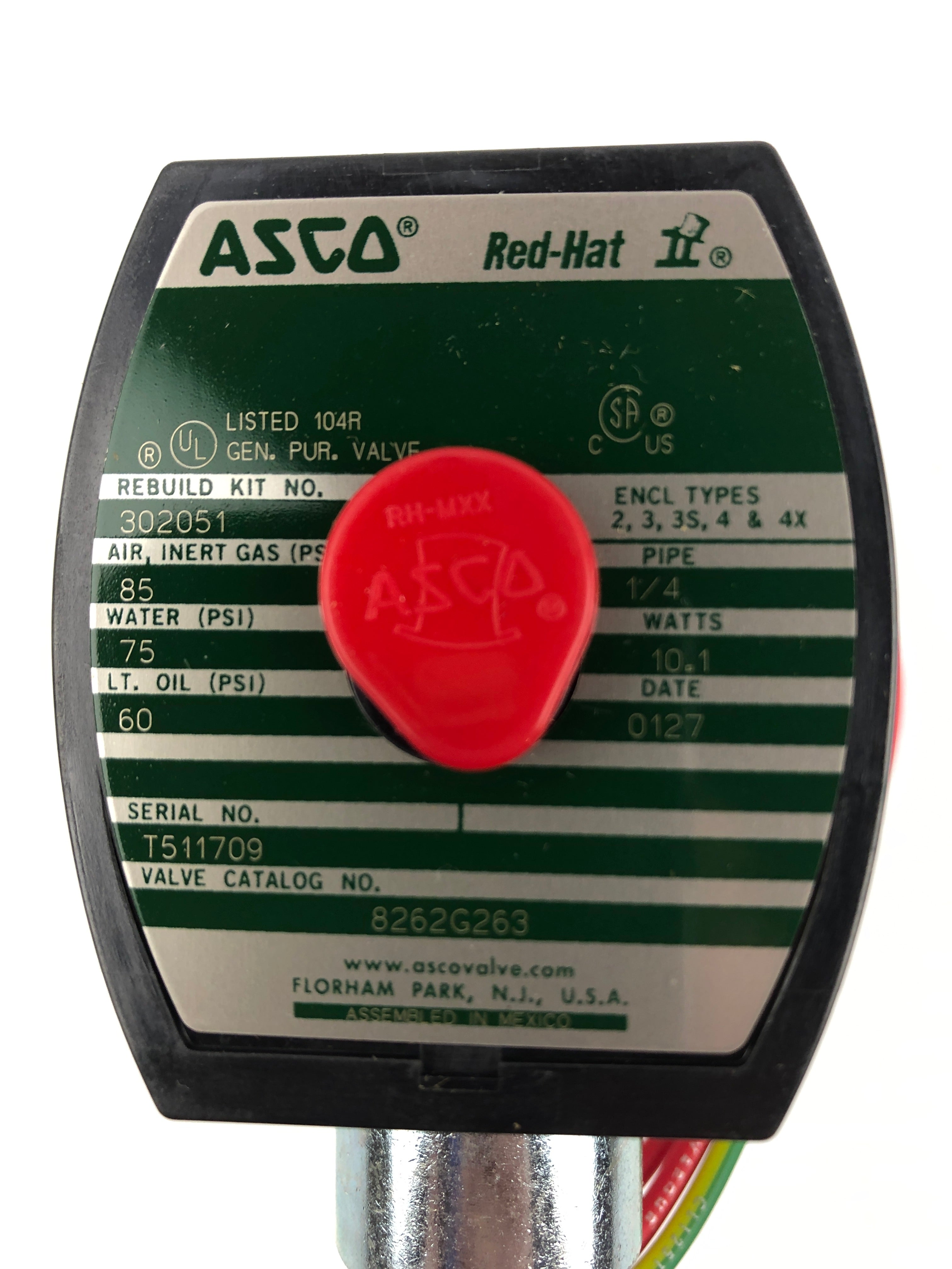ASCO 8262G263 Solenoid Shutoff Red-Hat Valve 3UL69