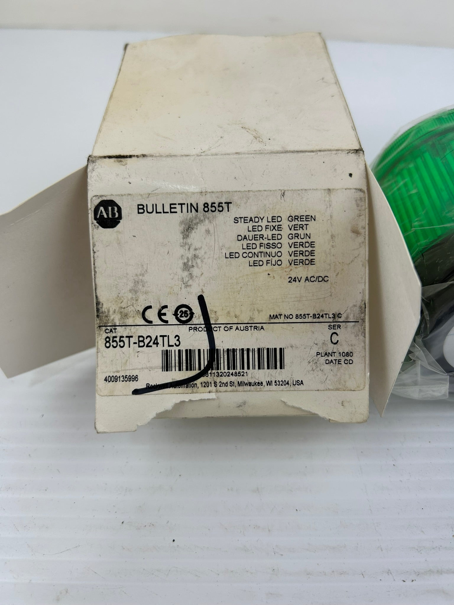 Allen Bradley 855T-B24TL3 LED Stack Light Green Series C