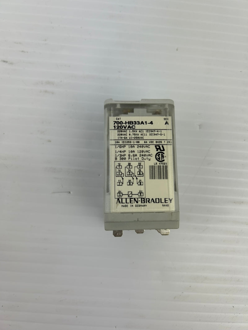 Allen Bradley 700-HB33A1-4 Relay Series A 120VAC - Lot of 3