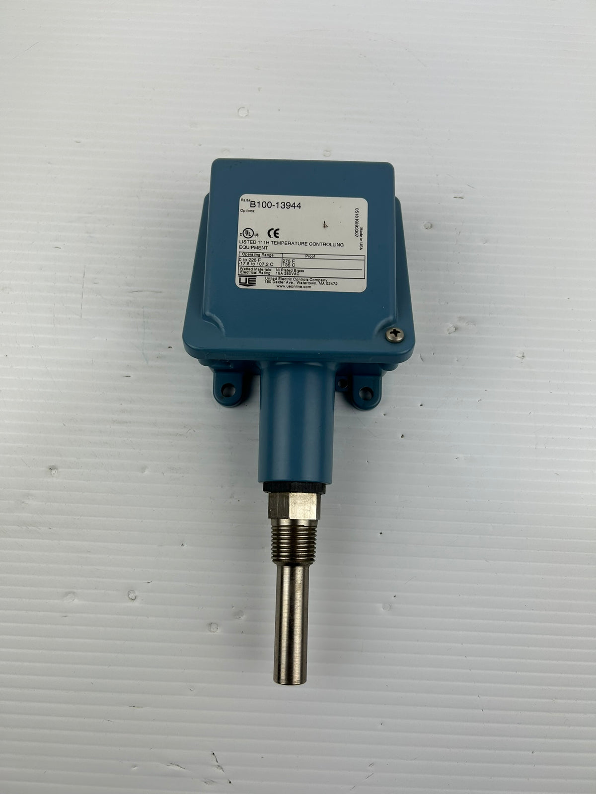 United Electric B100-13944 Temperature Control Switch 15A 250VAC