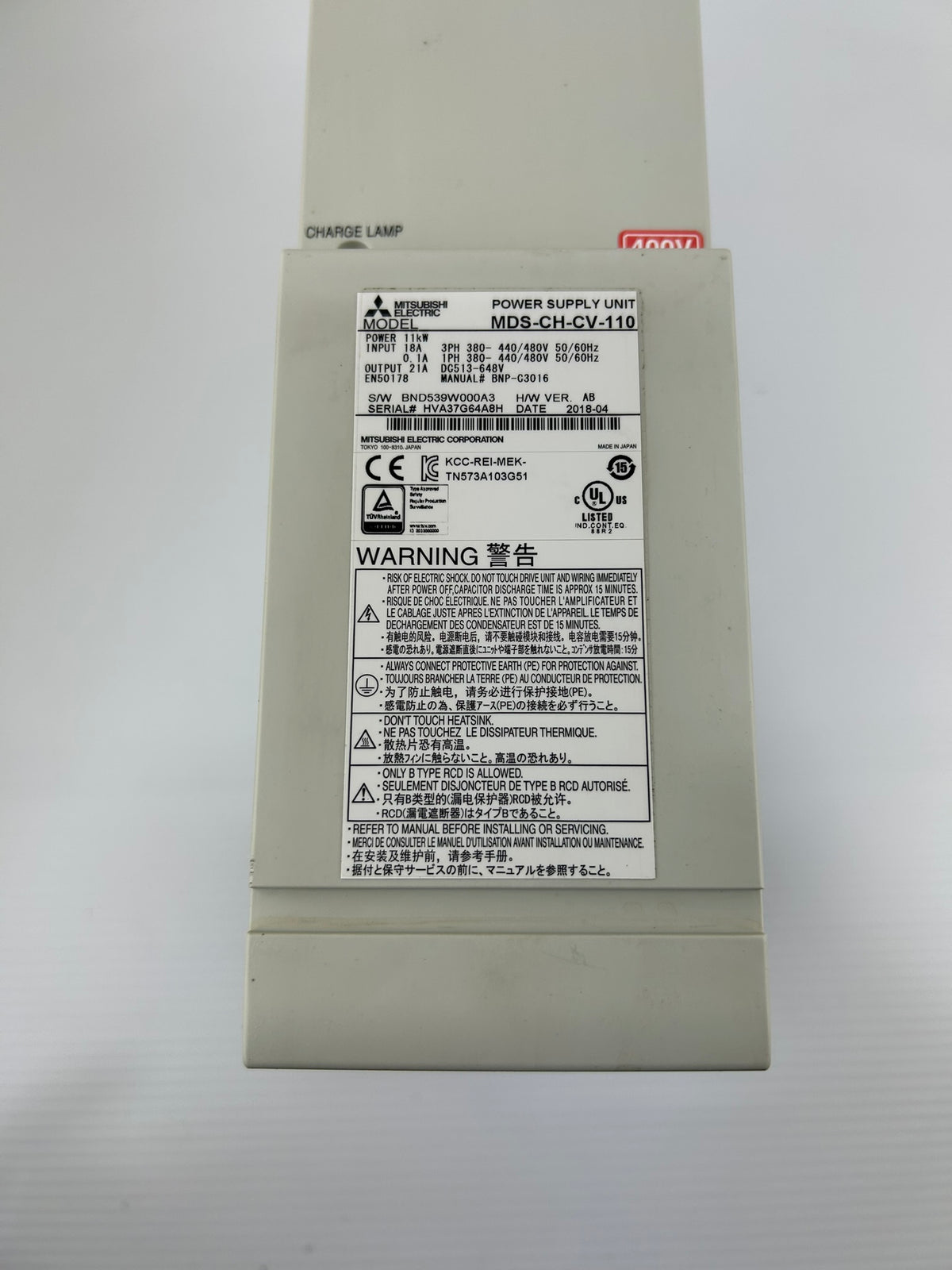 Mitsubishi MDS-CH-CV-110 Power Supply Unit 11kW 3 Phase CNC MDS-CH
