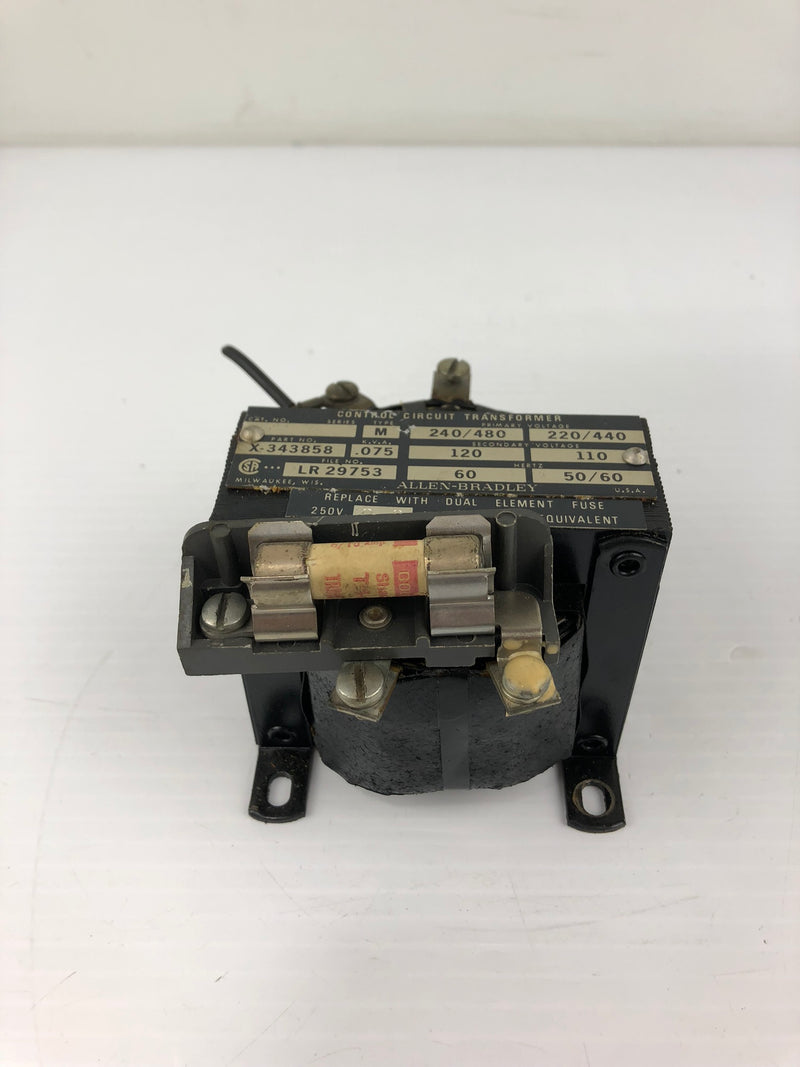 Allen Bradley X-343858 Control Circuit Transformer .075 KVA 50/60Hz Type M