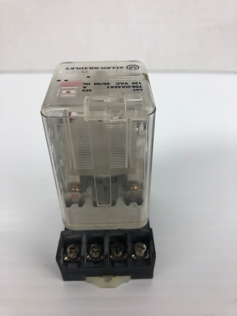 Allen Bradley 700-HA32A1 Relay With Base 700-HN125 Ser. A 300V 10A