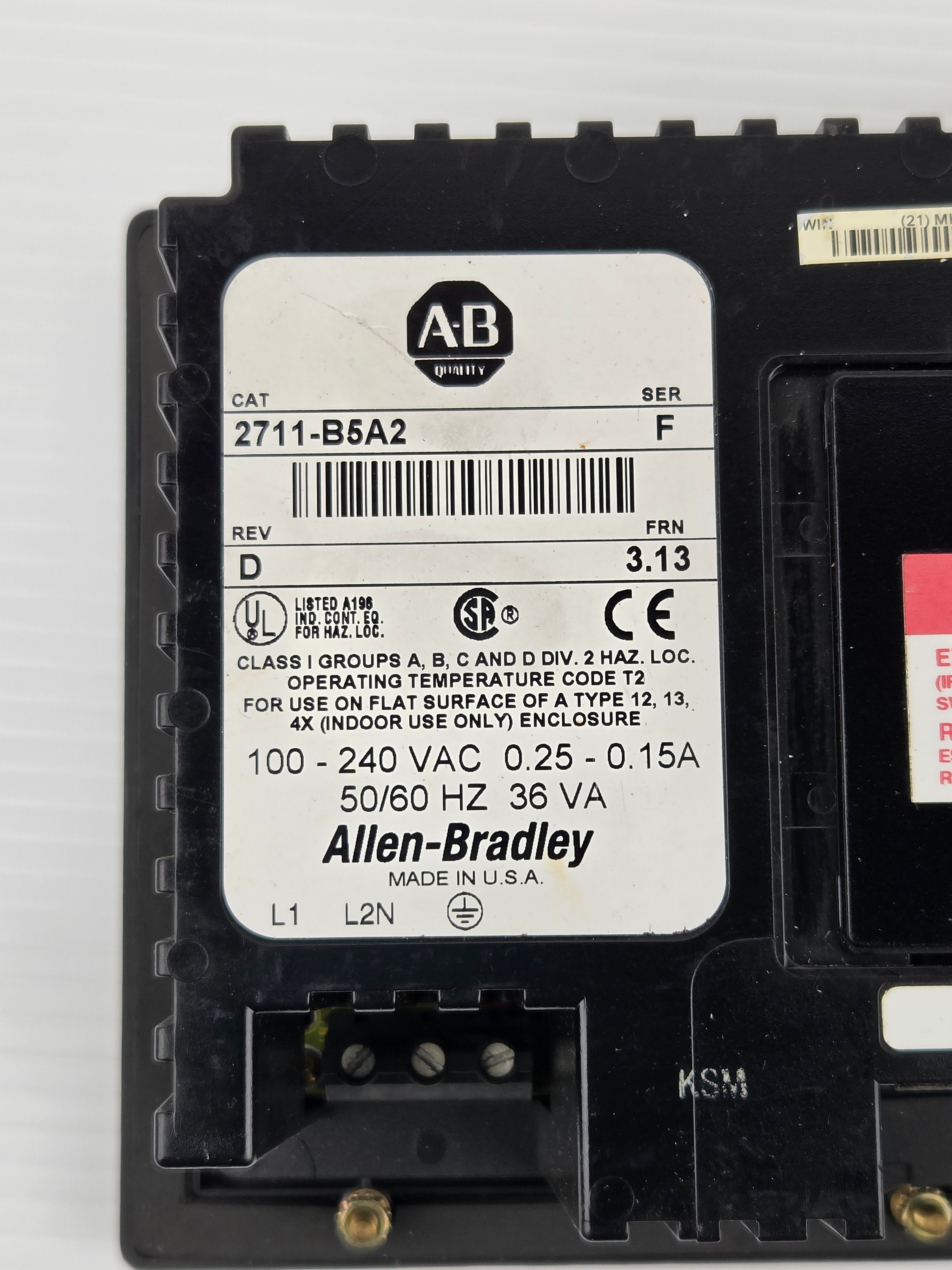 Allen-Bradley 2711-B5A2 PanelView 550 HMI Operator Terminal Series F 100-240VAC