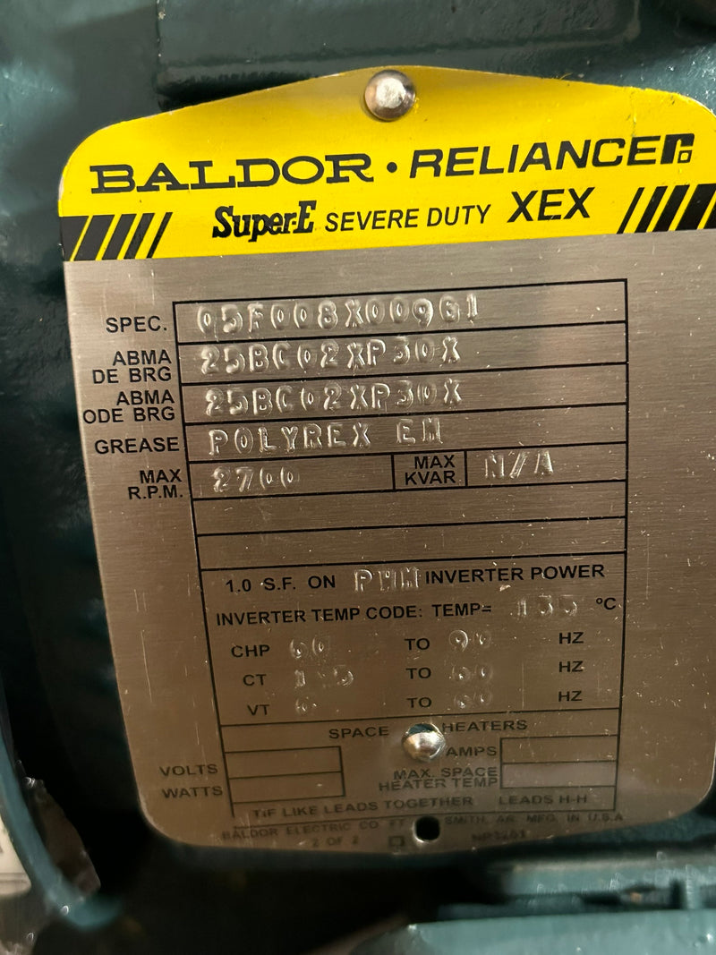 Baldor Reliance ECP3587T Super-E Severe Duty XEX Motor 2HP 1755RPM 3PH 145T