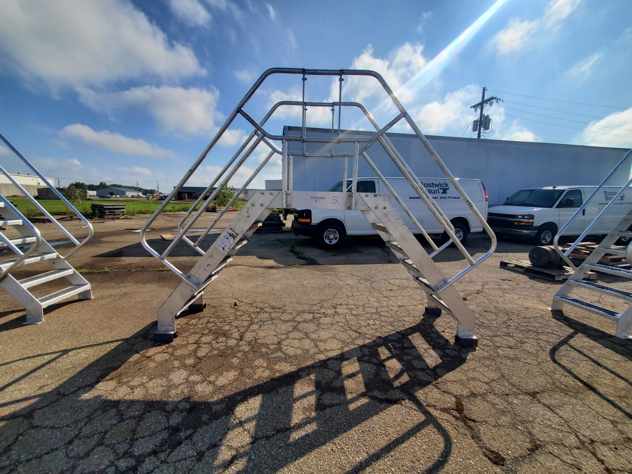Cotterman Aluminum Crossover Bridge Ladder Platform Stairs & Handrails 9' 10" L