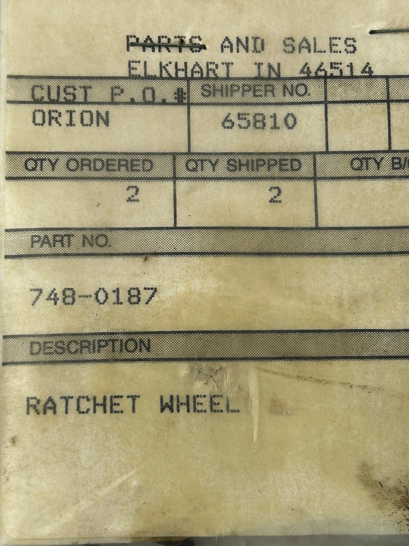 748-0187 Ratchet Wheel - Lot of 2