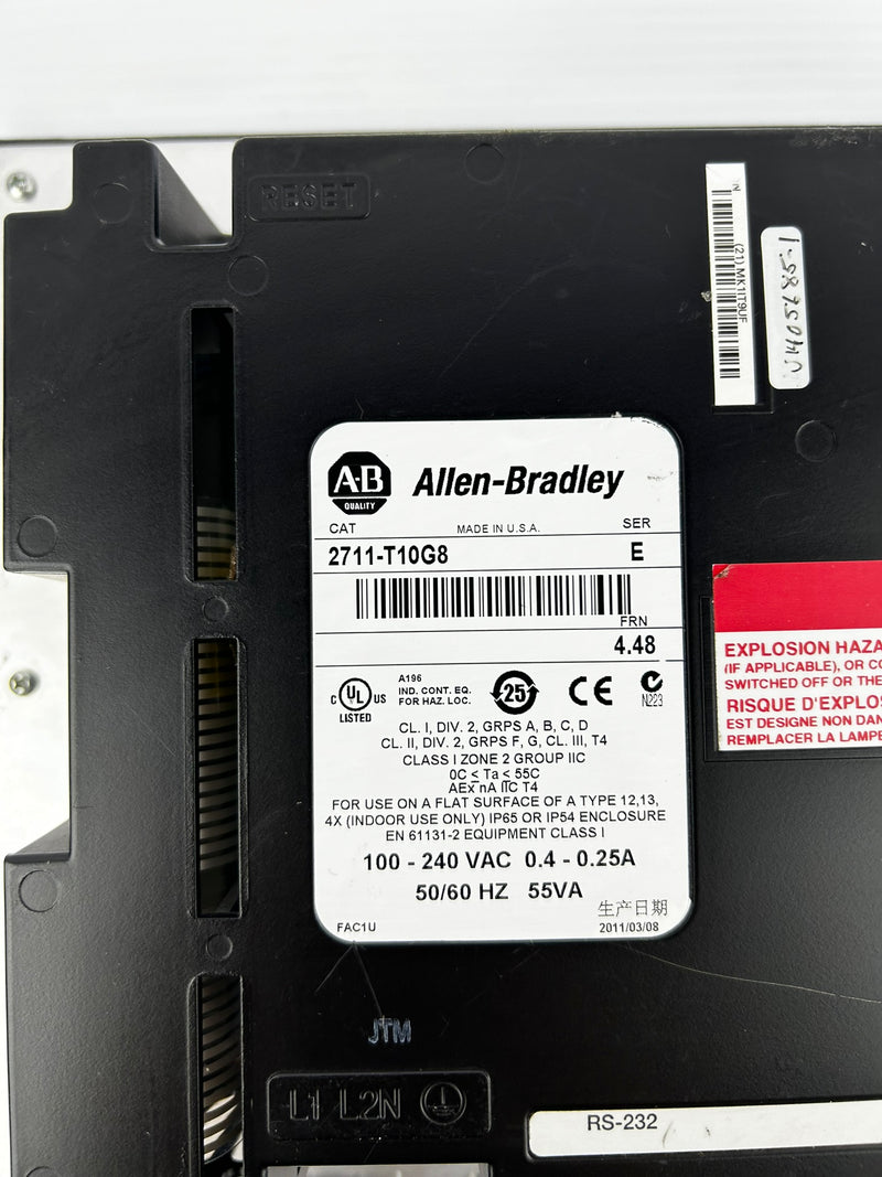 Allen-Bradley 2711-T10G8 PanelView 1000 Touch Screen Module Ser E FRN 4.48 10"