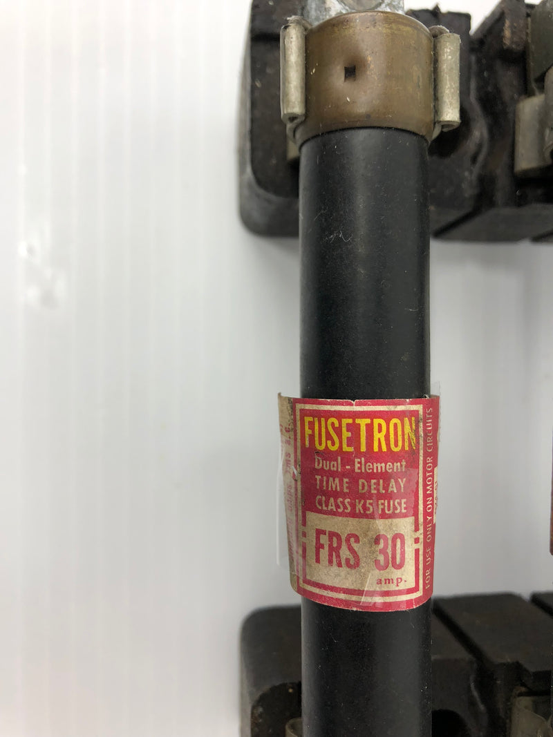 Fusetron FRS 30 Fuse Holder with Three Time Delay Class K5 Fuses 3 Pole