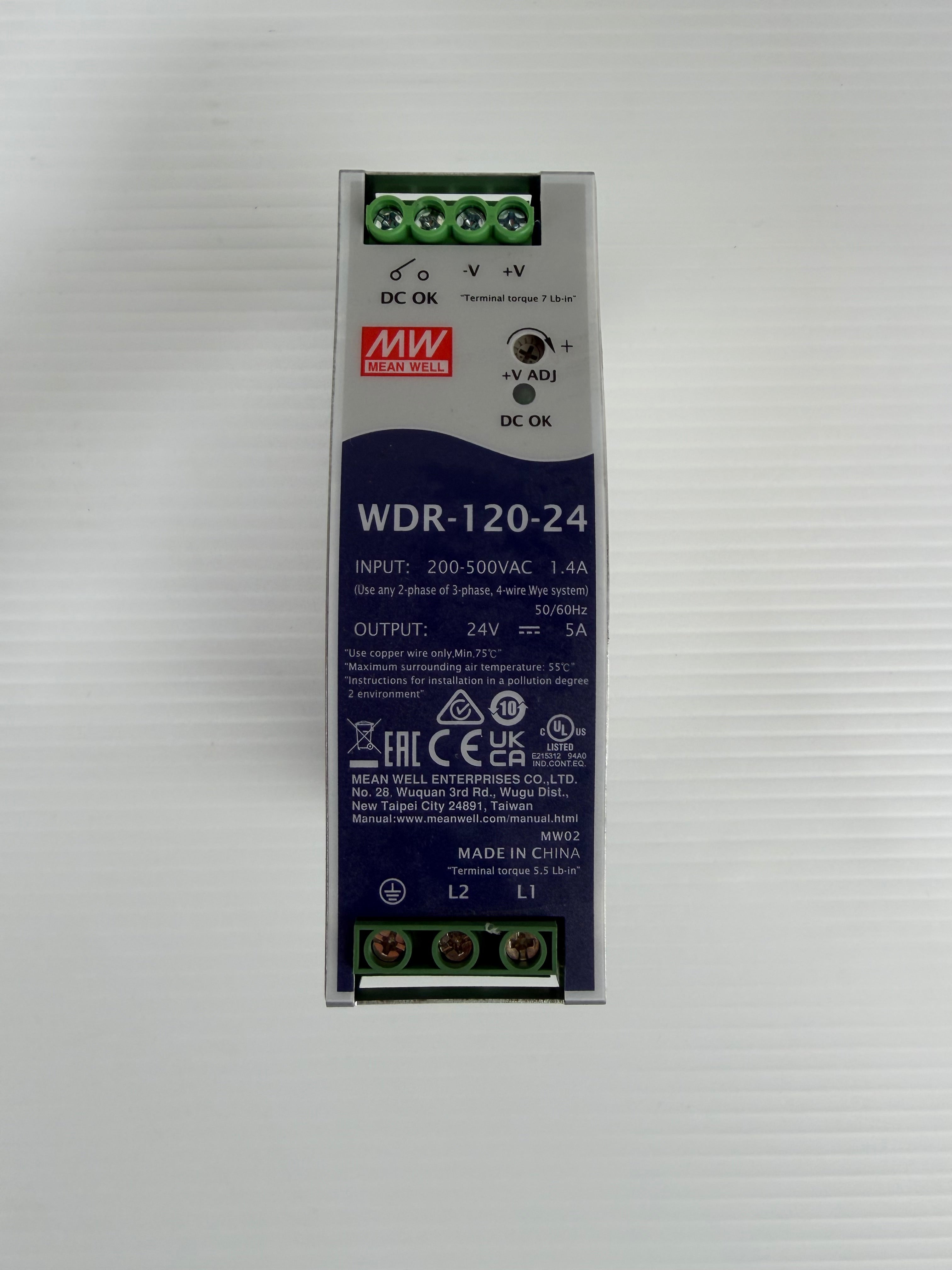 Mean Well Power Supply WDR-120-24 200-500 VAC 1.4 Amp